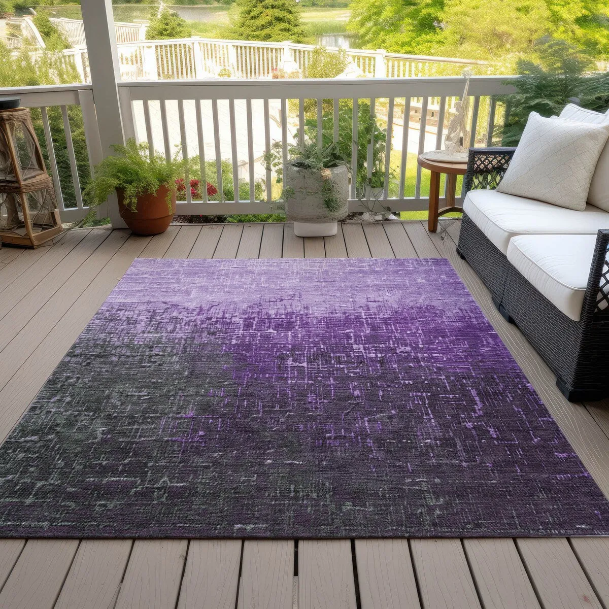 Machine Washable Indoor/ Outdoor Ombre Texture Chantille Rug