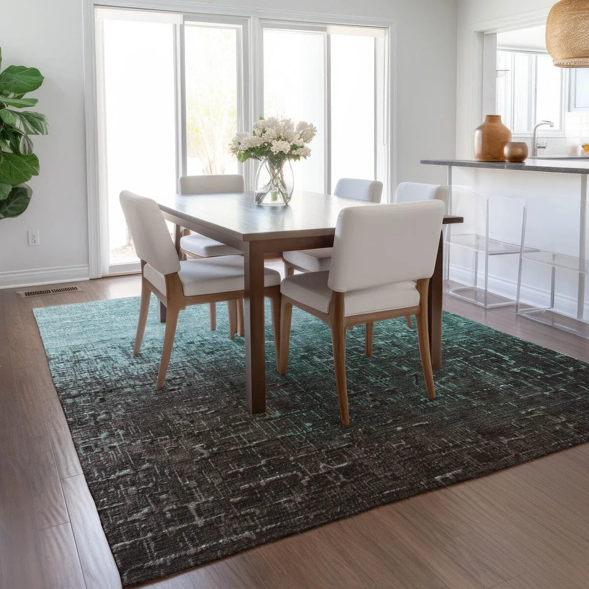 Machine Washable Indoor/ Outdoor Ombre Texture Chantille Rug
