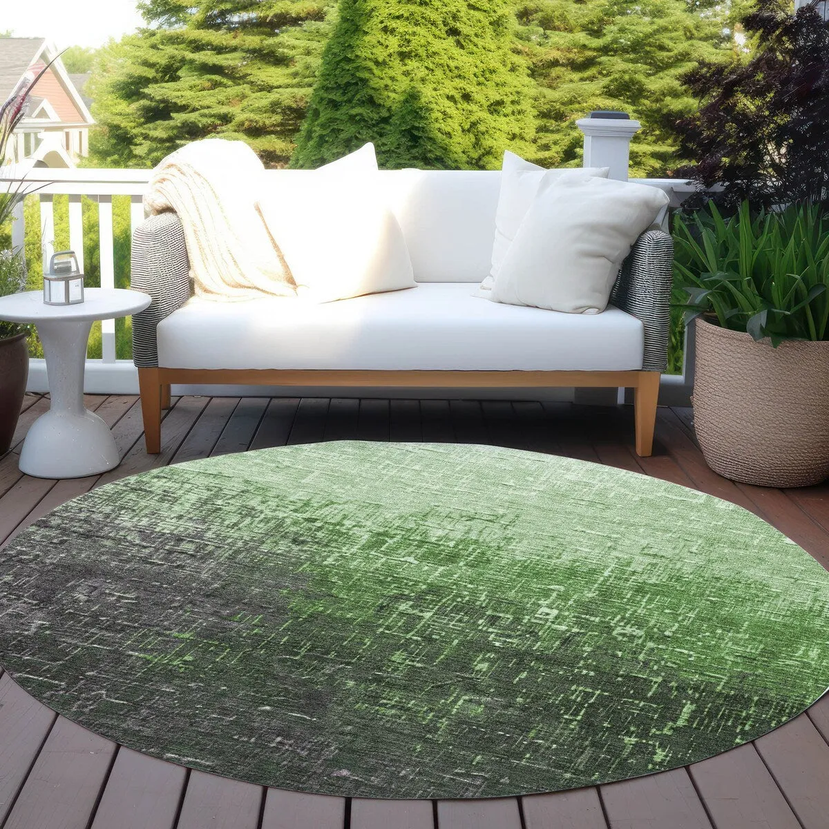 Machine Washable Indoor/ Outdoor Ombre Texture Chantille Rug