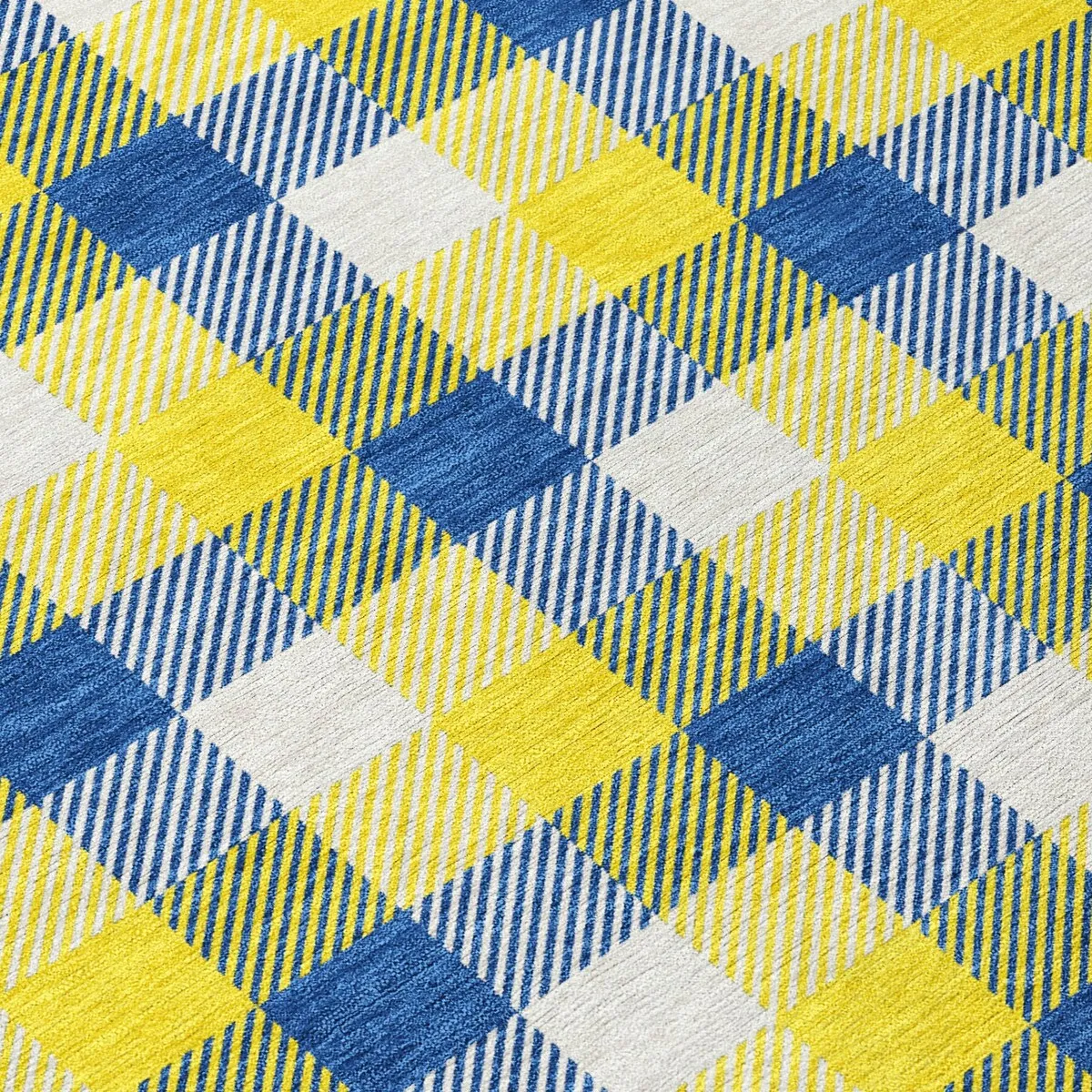 Machine Washable Indoor/ Outdoor Plaid Chantille Rug