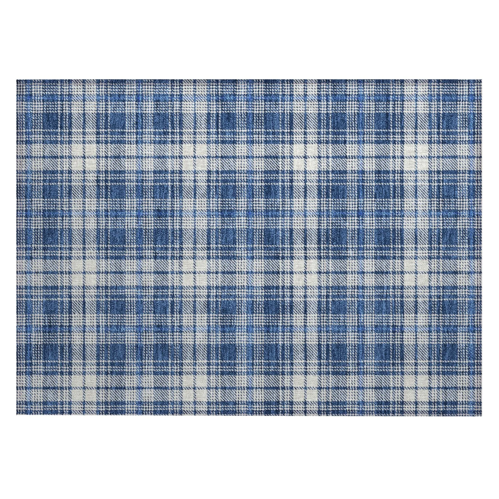 Machine Washable Indoor/ Outdoor Plaid Chantille Rug
