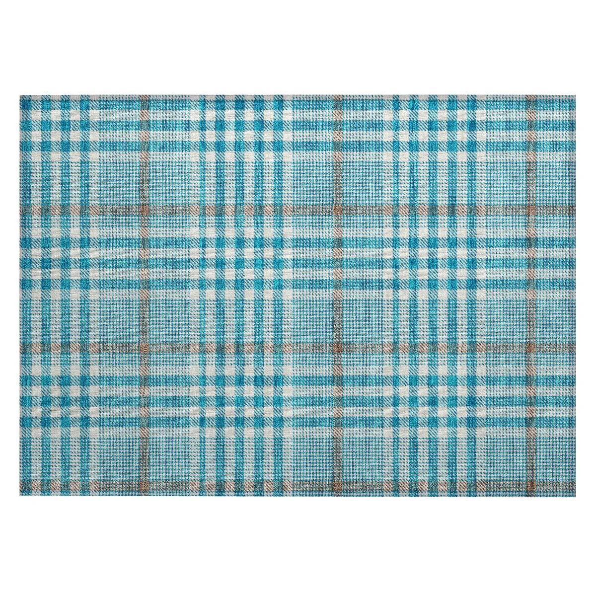 Machine Washable Indoor/ Outdoor Plaid Chantille Rug