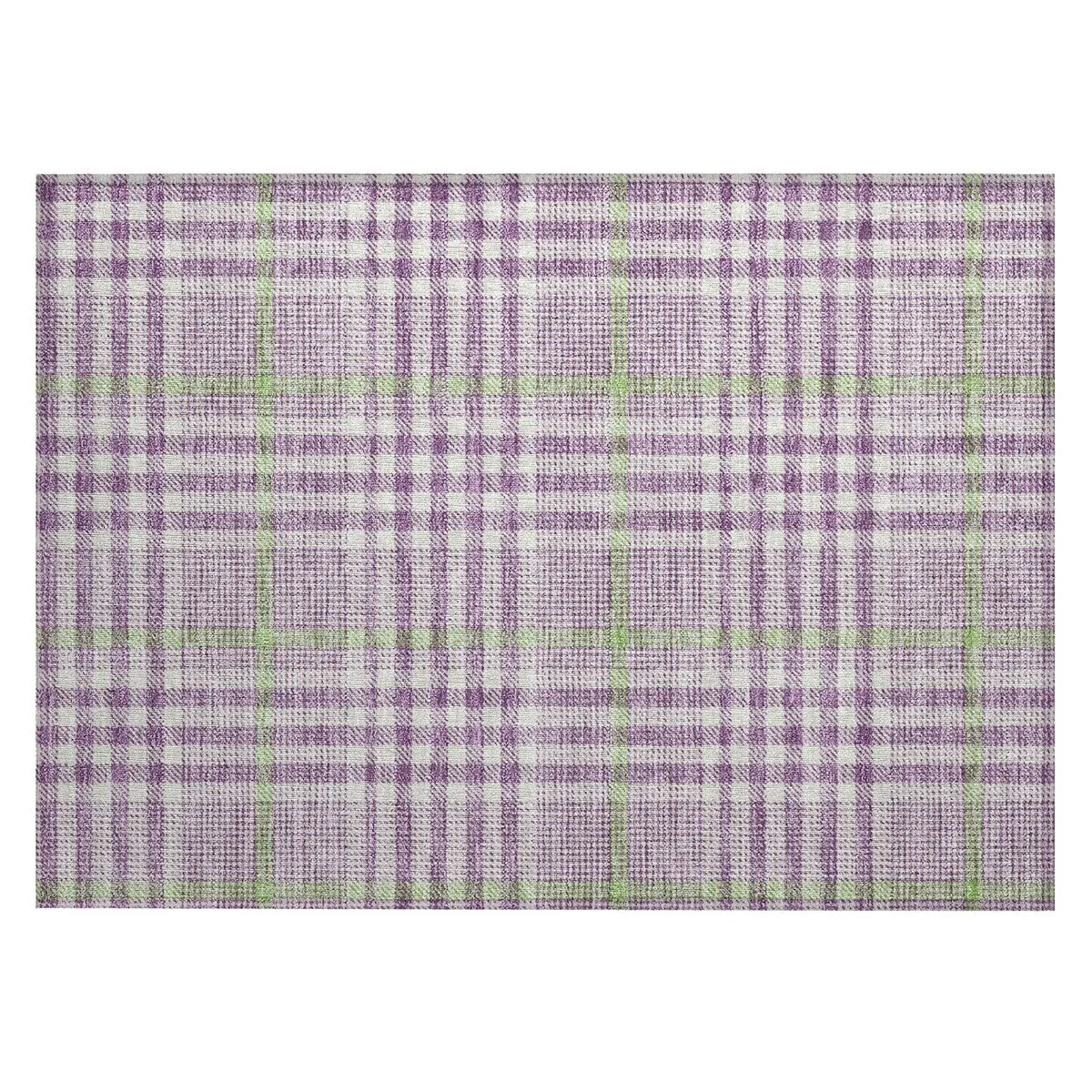 Machine Washable Indoor/ Outdoor Plaid Chantille Rug