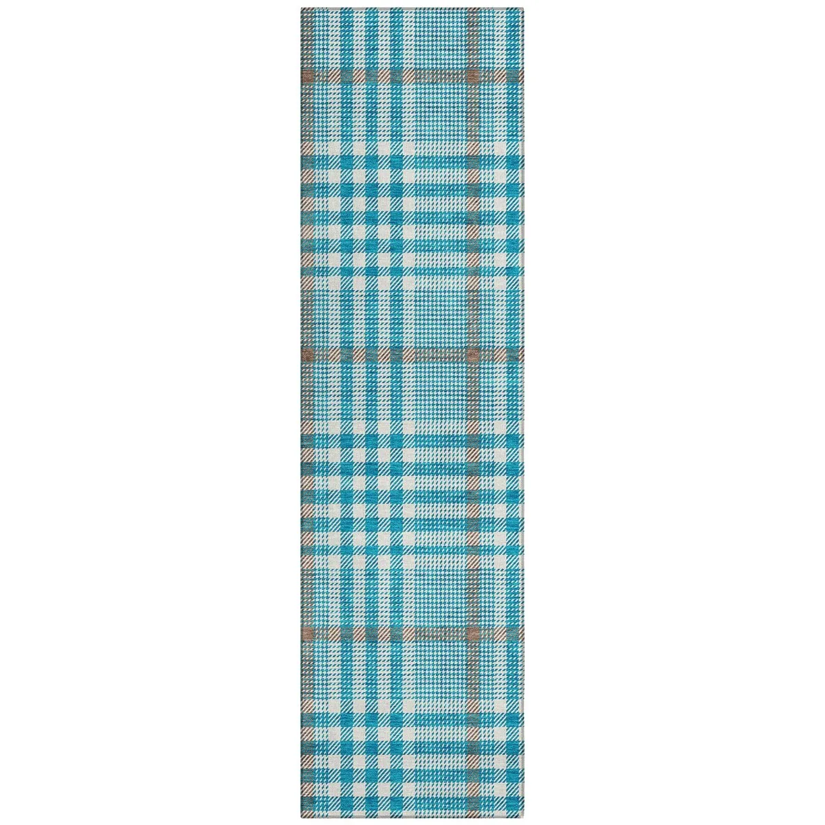 Machine Washable Indoor/ Outdoor Plaid Chantille Rug