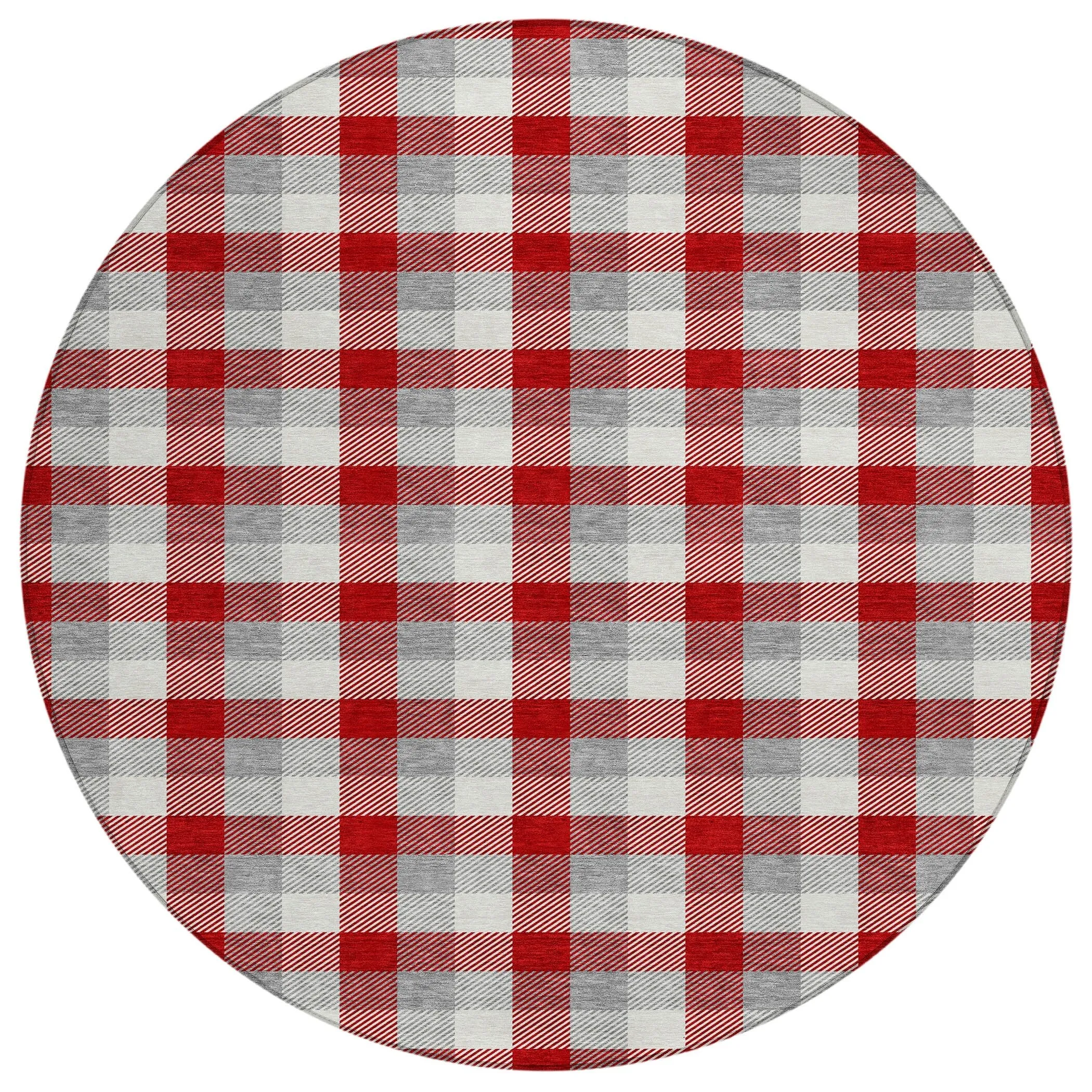 Machine Washable Indoor/ Outdoor Plaid Chantille Rug
