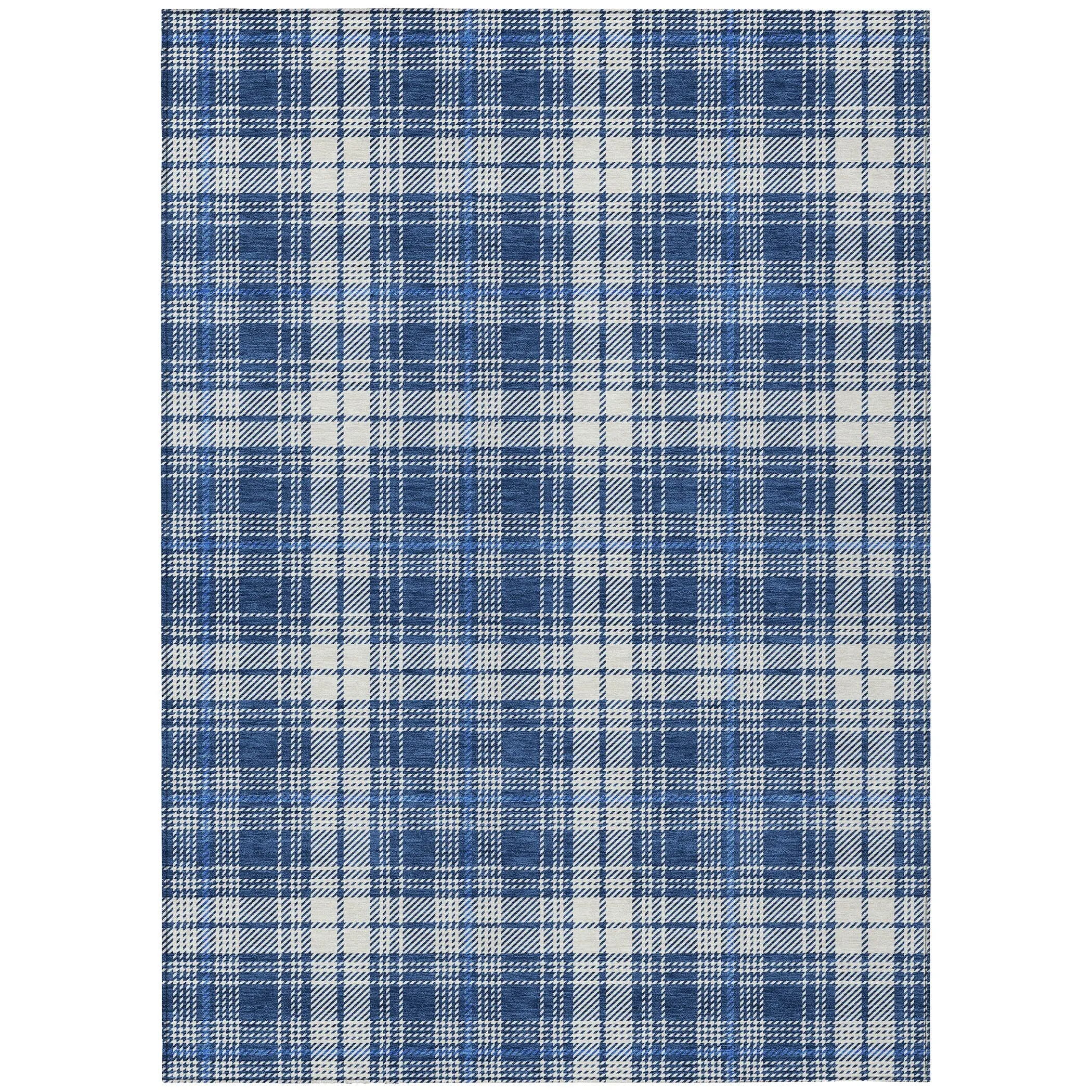 Machine Washable Indoor/ Outdoor Plaid Chantille Rug