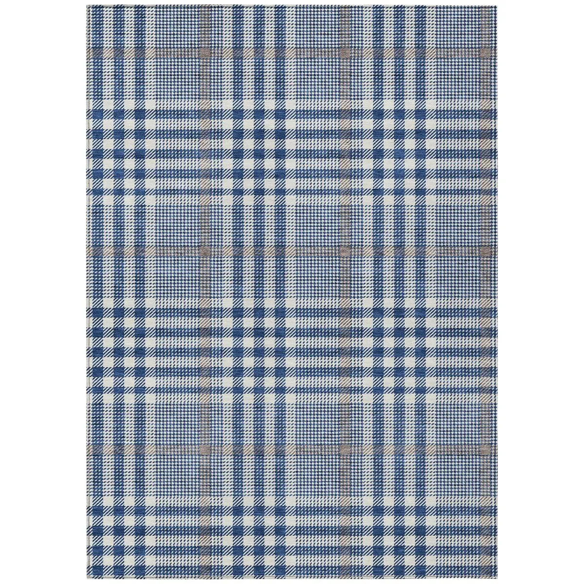 Machine Washable Indoor/ Outdoor Plaid Chantille Rug