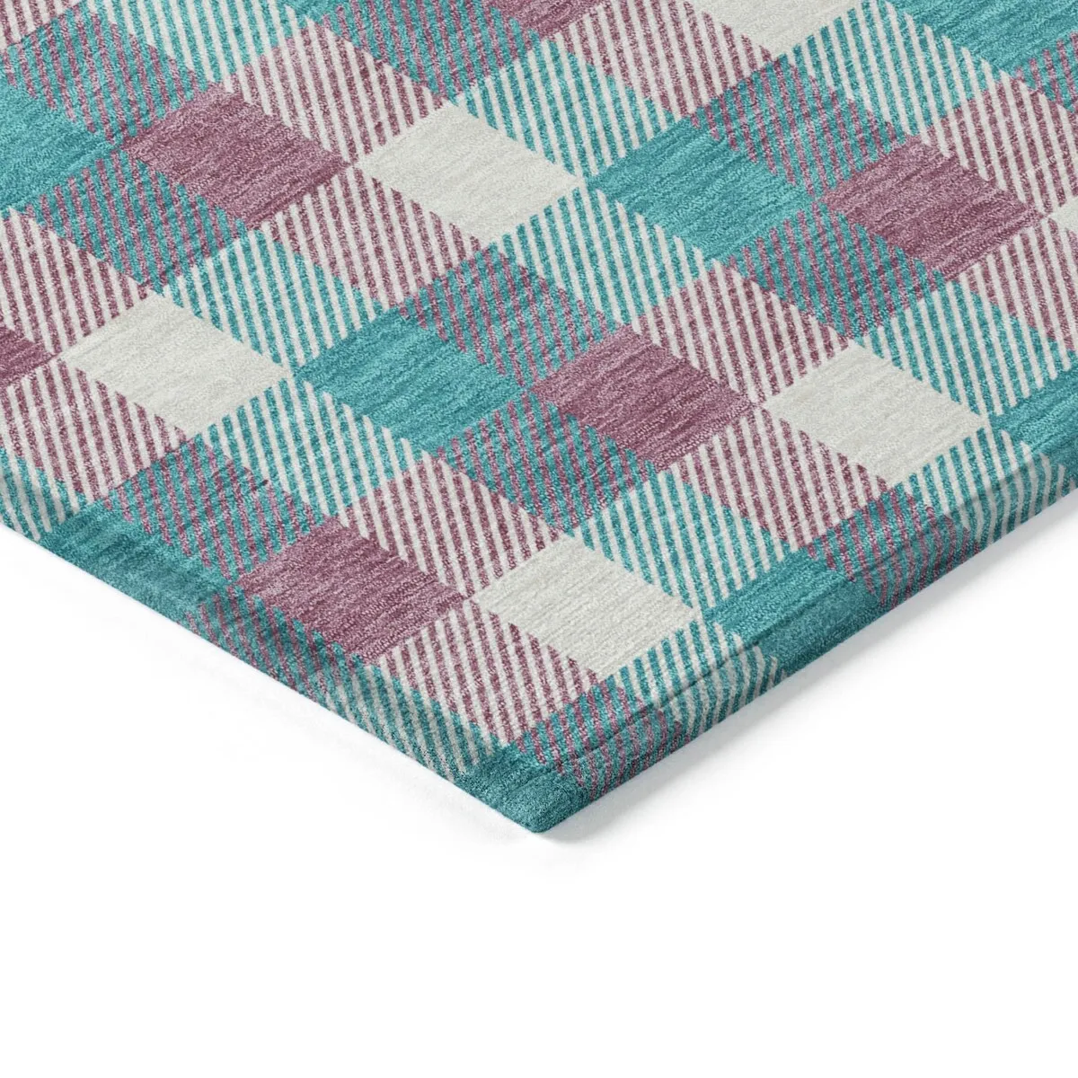 Machine Washable Indoor/ Outdoor Plaid Chantille Rug