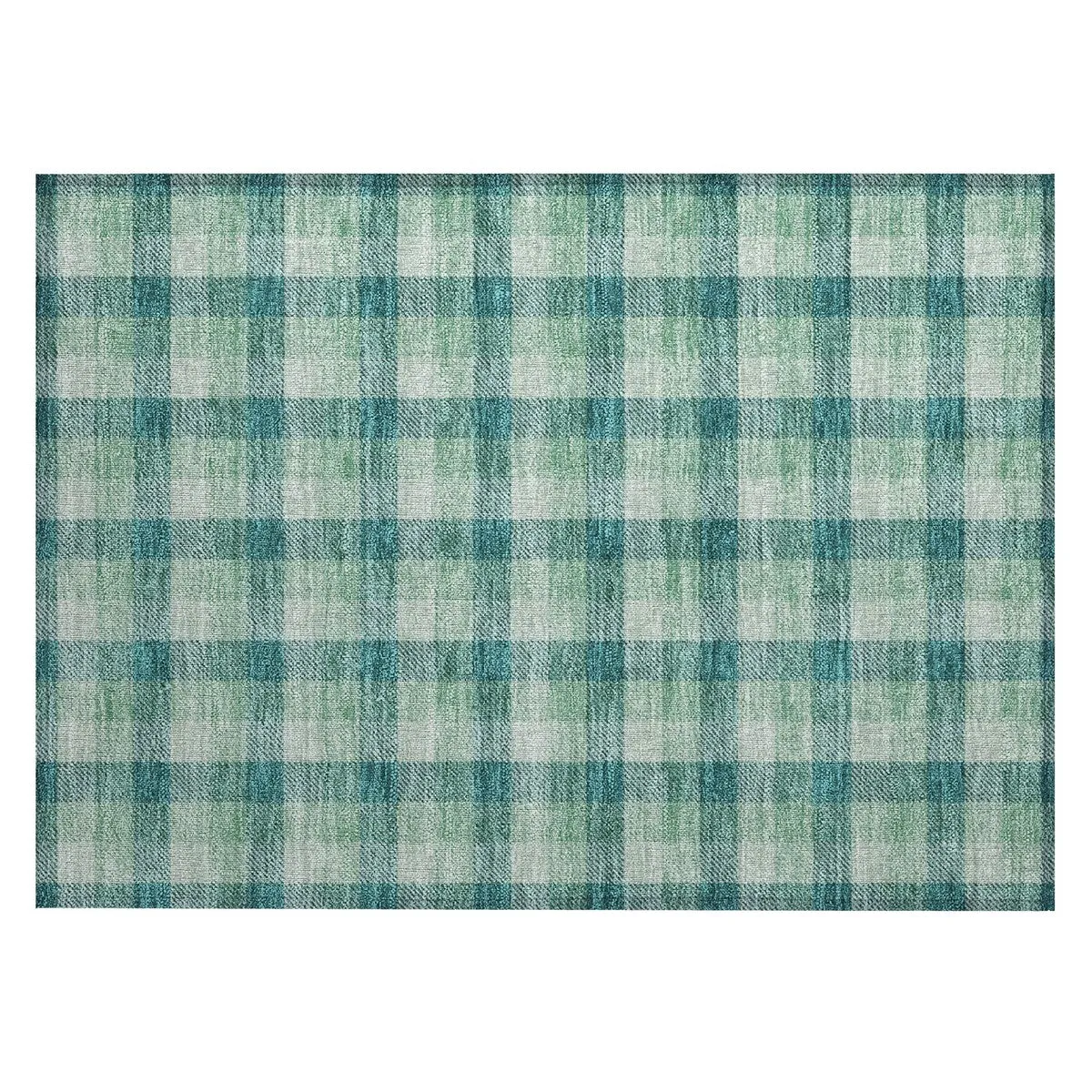 Machine Washable Indoor/ Outdoor Plaid Chantille Rug