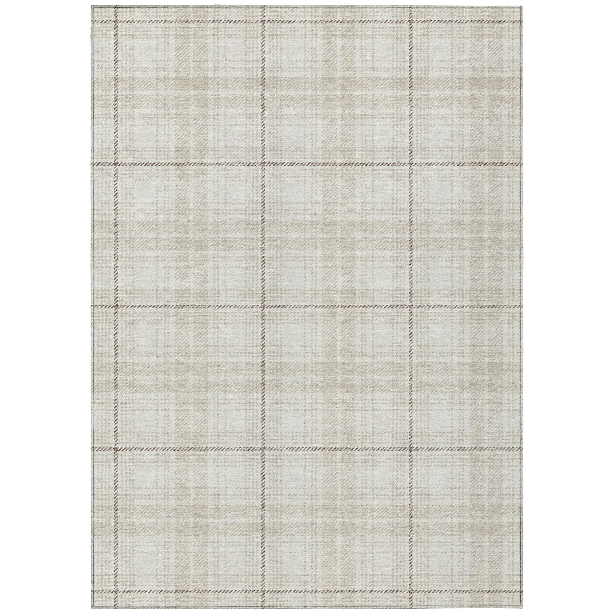 Machine Washable Indoor/ Outdoor Plaid Chantille Rug