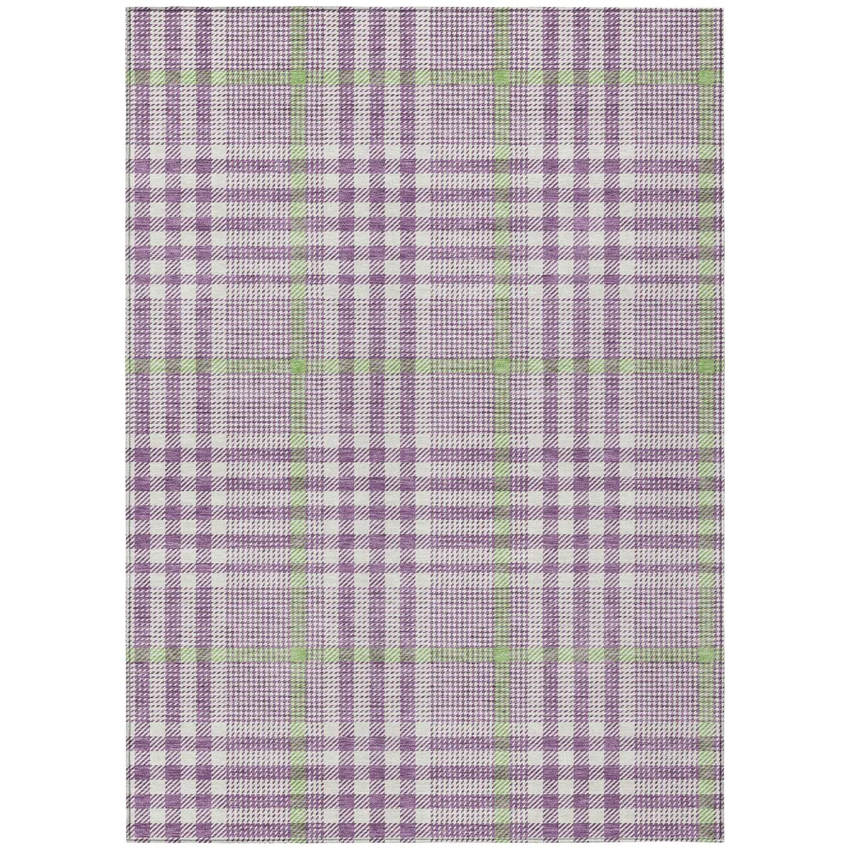 Machine Washable Indoor/ Outdoor Plaid Chantille Rug