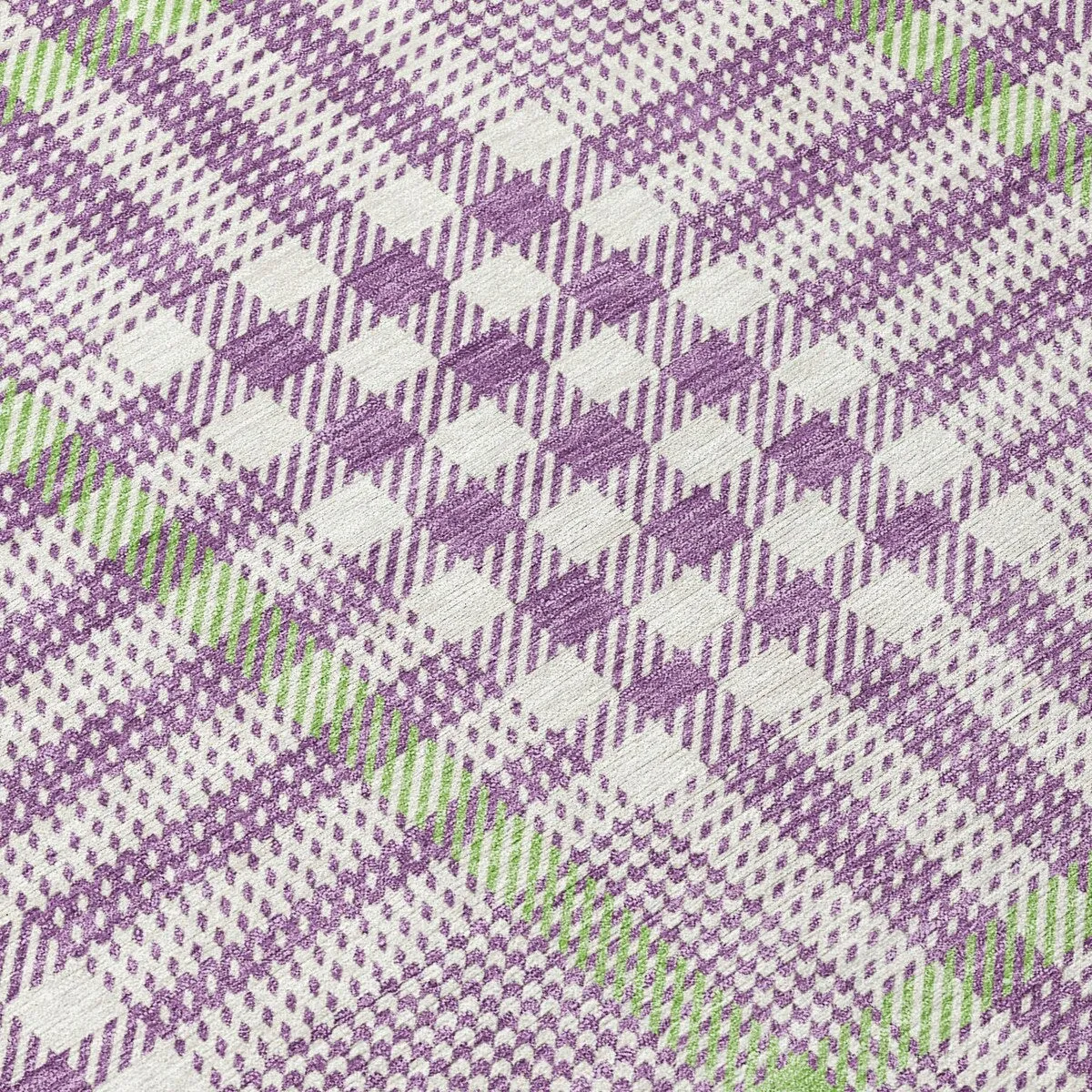 Machine Washable Indoor/ Outdoor Plaid Chantille Rug