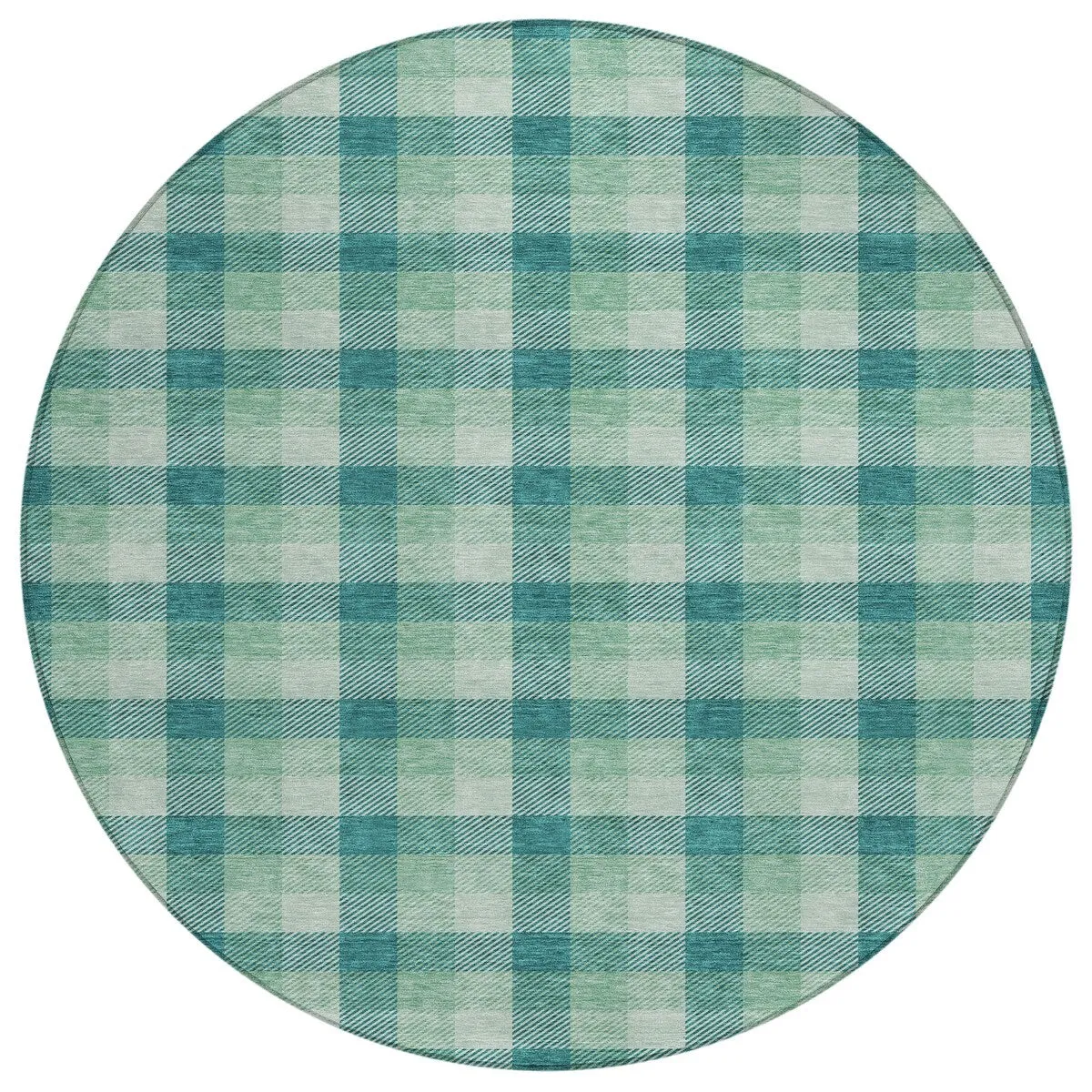 Machine Washable Indoor/ Outdoor Plaid Chantille Rug