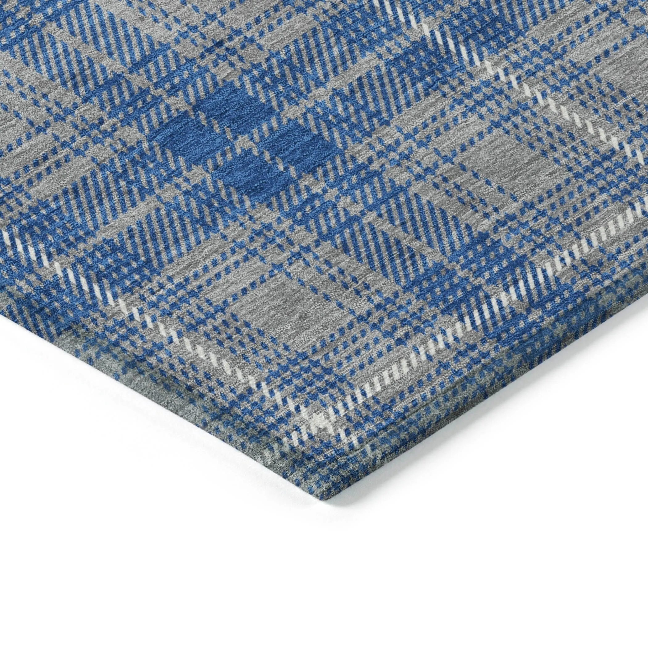 Machine Washable Indoor/ Outdoor Plaid Chantille Rug