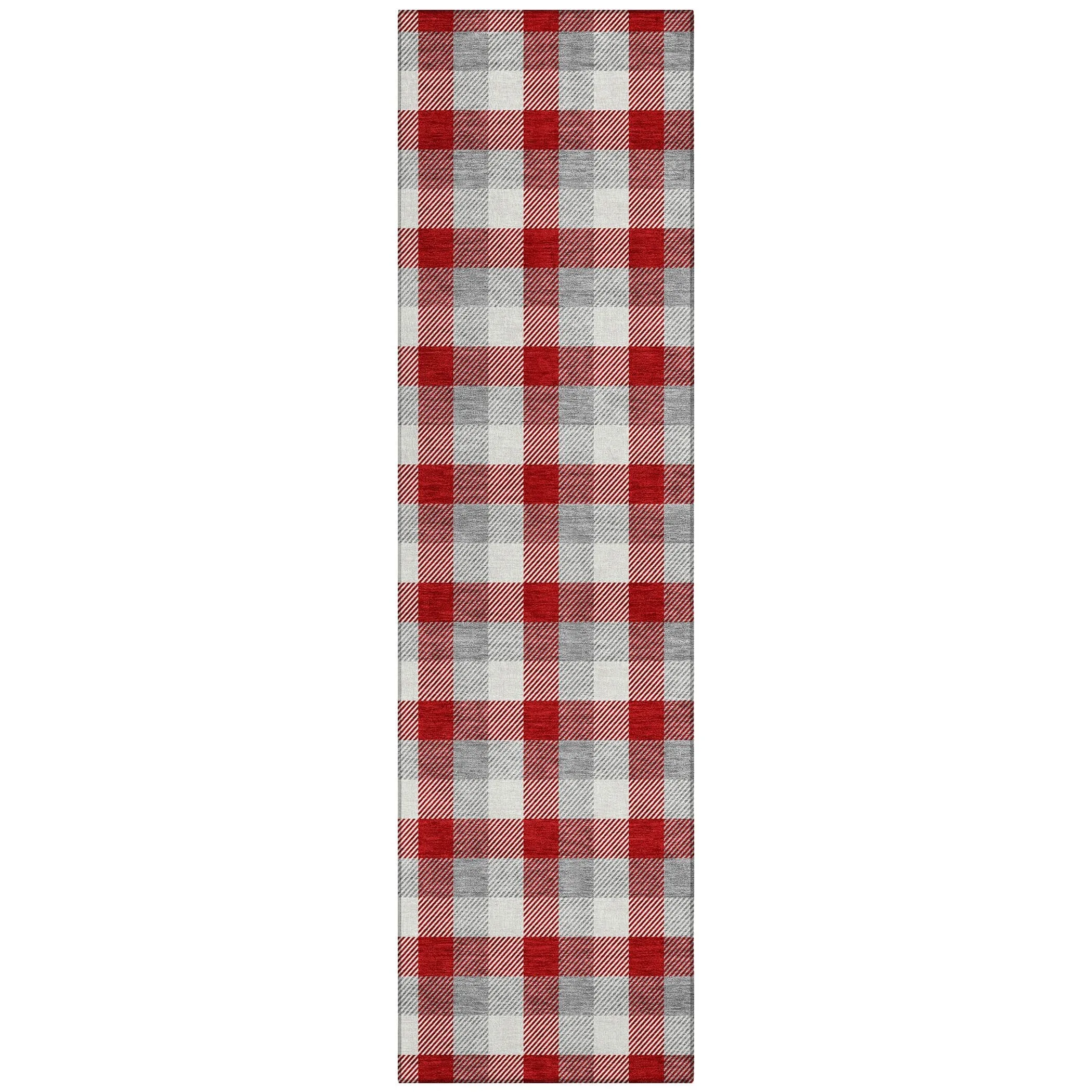 Machine Washable Indoor/ Outdoor Plaid Chantille Rug