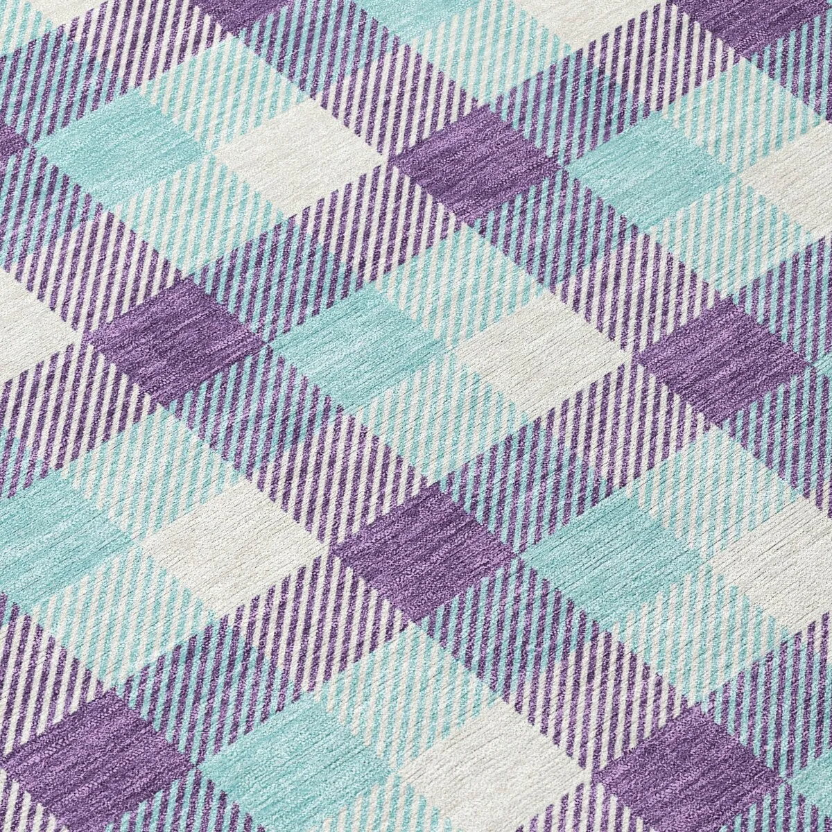 Machine Washable Indoor/ Outdoor Plaid Chantille Rug