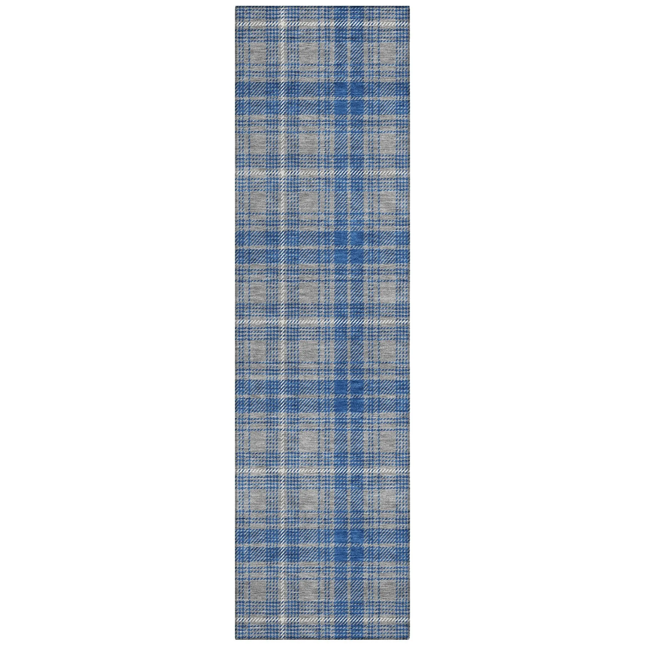 Machine Washable Indoor/ Outdoor Plaid Chantille Rug