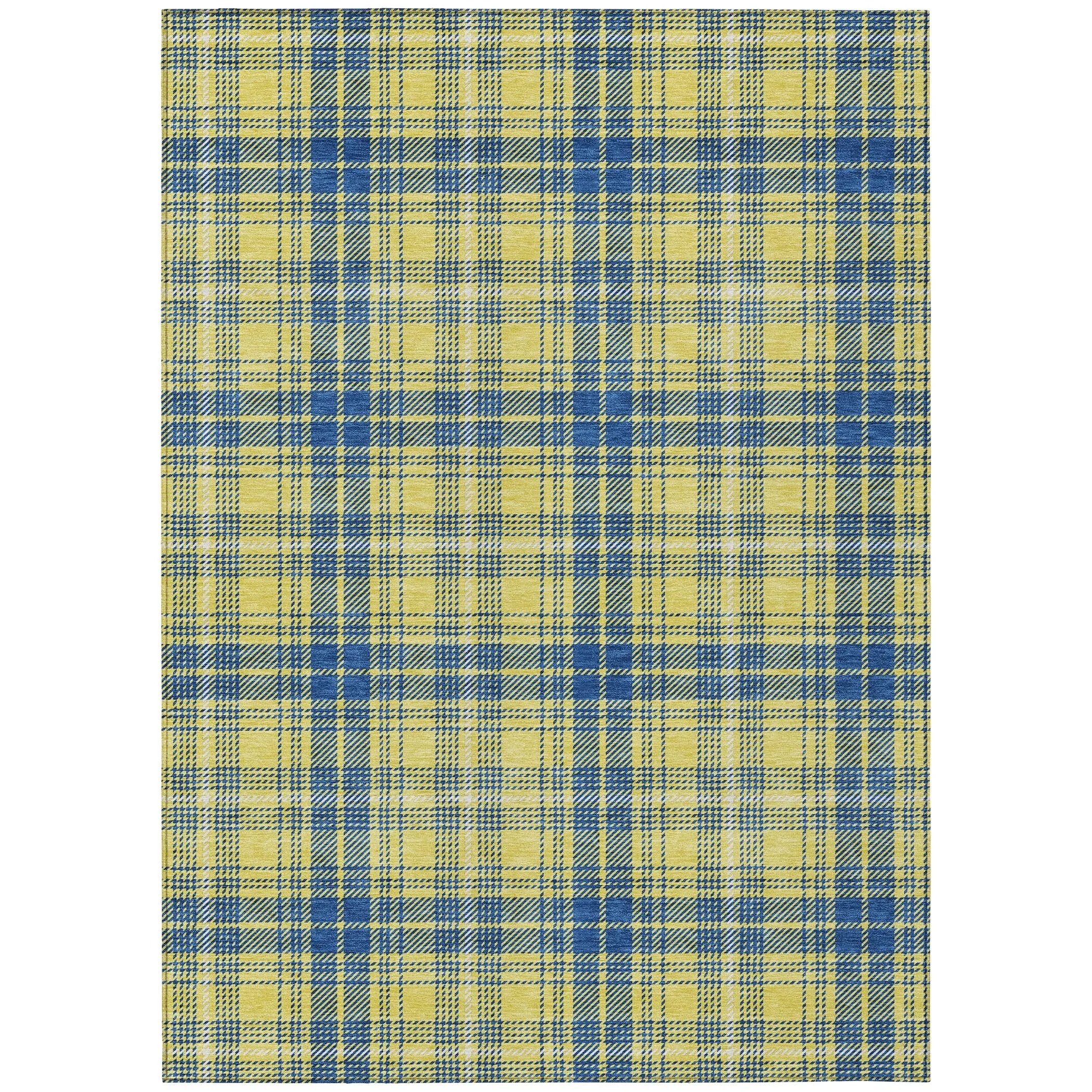 Machine Washable Indoor/ Outdoor Plaid Chantille Rug