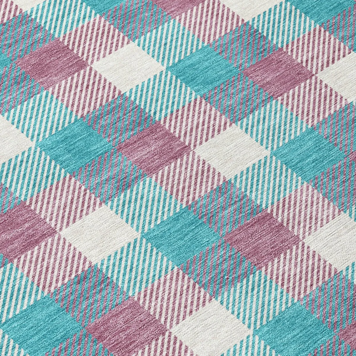 Machine Washable Indoor/ Outdoor Plaid Chantille Rug