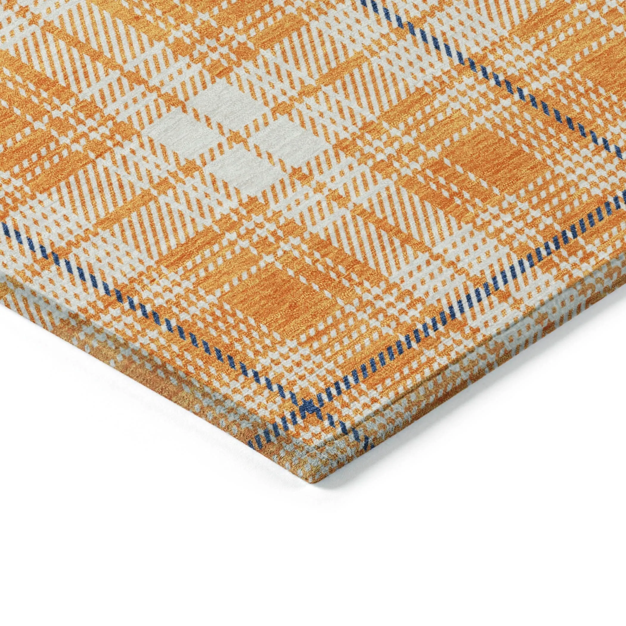 Machine Washable Indoor/ Outdoor Plaid Chantille Rug
