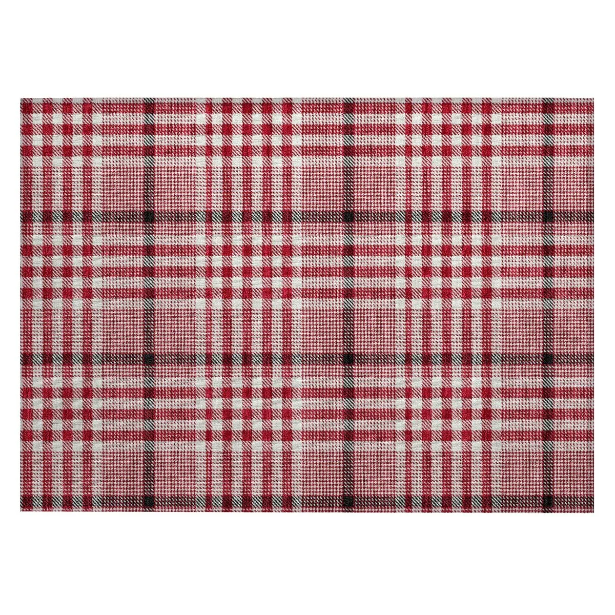 Machine Washable Indoor/ Outdoor Plaid Chantille Rug