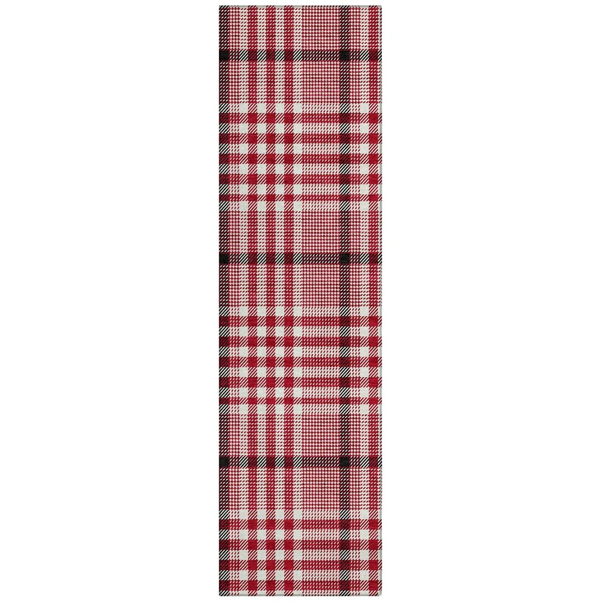 Machine Washable Indoor/ Outdoor Plaid Chantille Rug