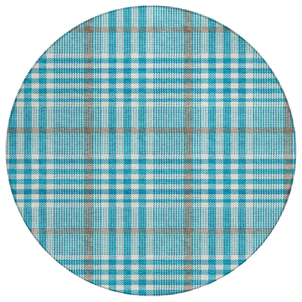 Machine Washable Indoor/ Outdoor Plaid Chantille Rug