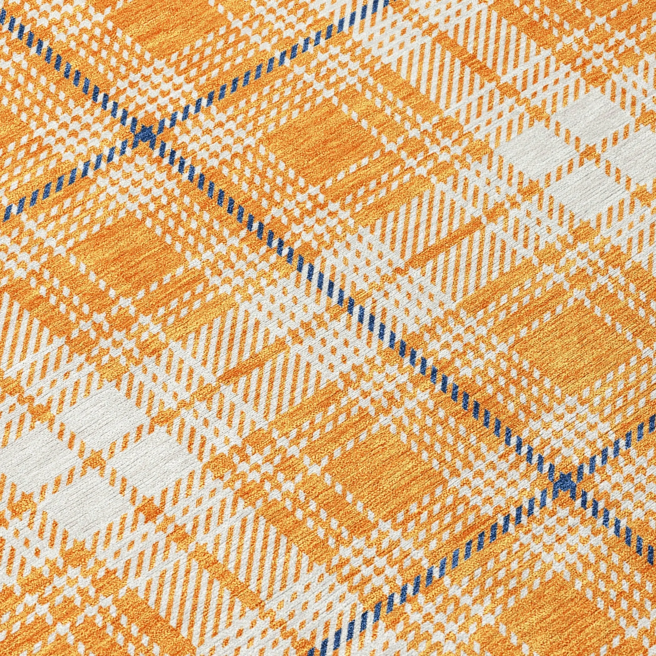 Machine Washable Indoor/ Outdoor Plaid Chantille Rug