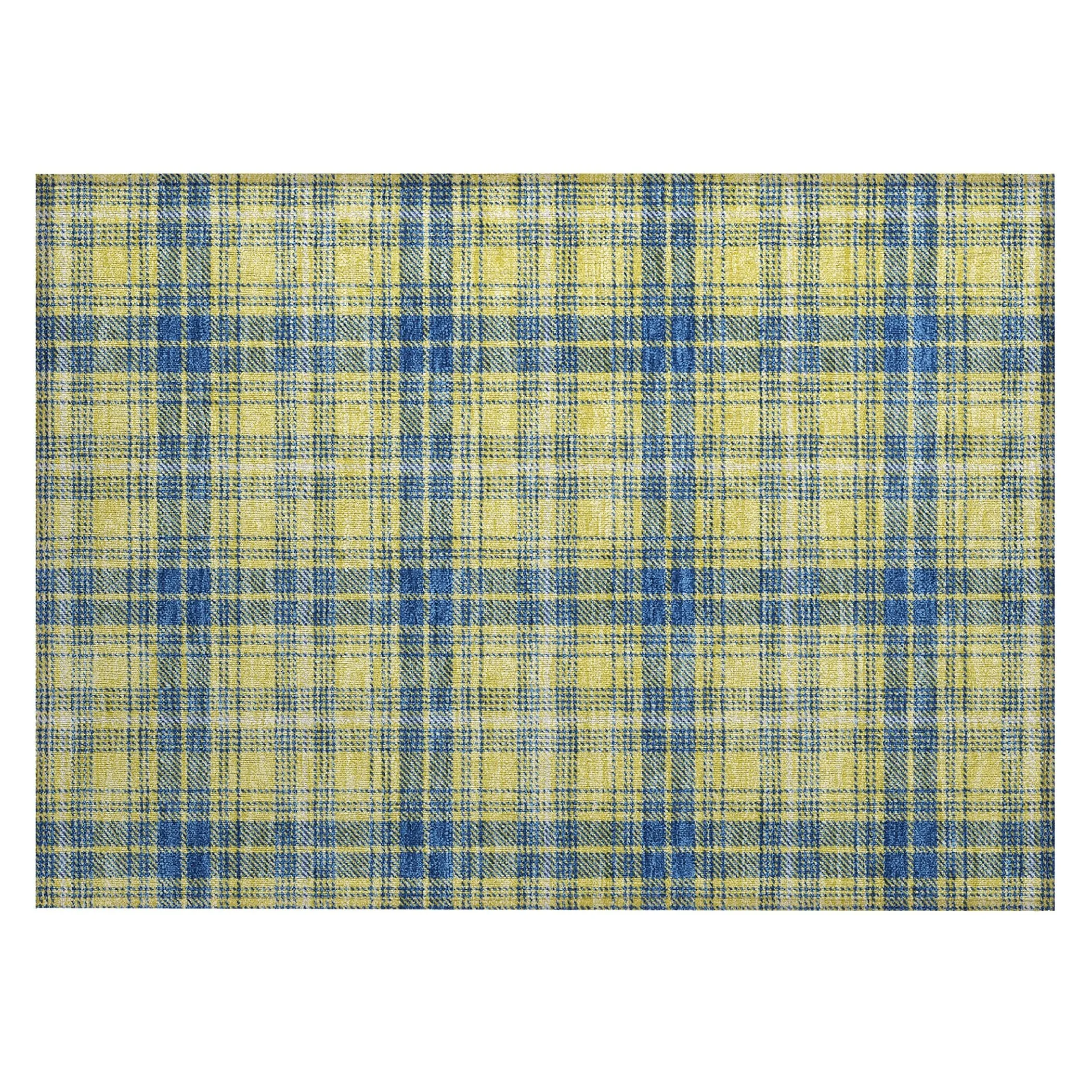 Machine Washable Indoor/ Outdoor Plaid Chantille Rug