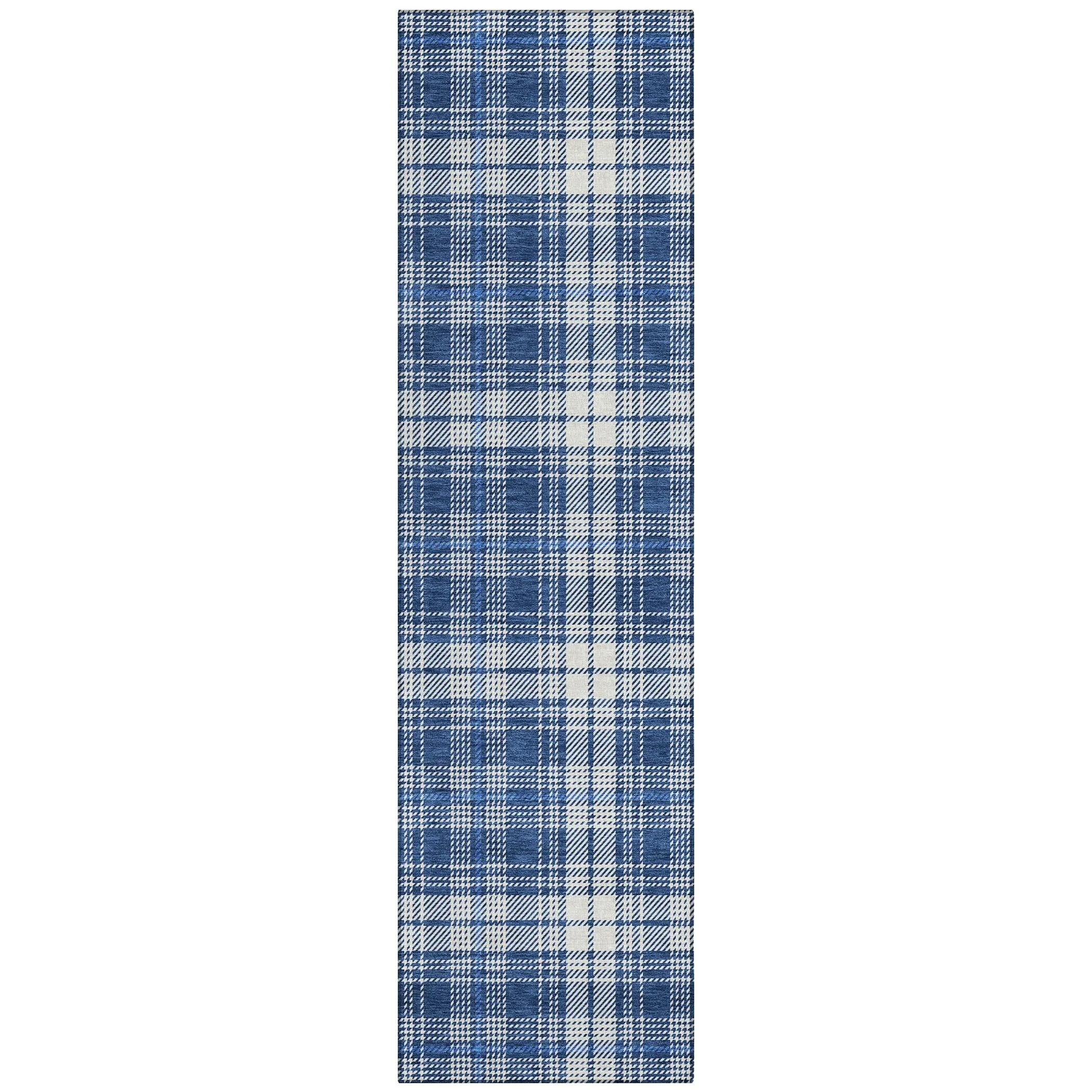 Machine Washable Indoor/ Outdoor Plaid Chantille Rug