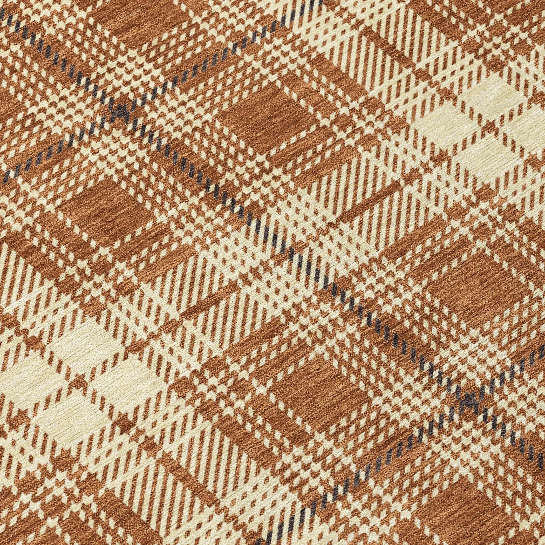Machine Washable Indoor/ Outdoor Plaid Chantille Rug