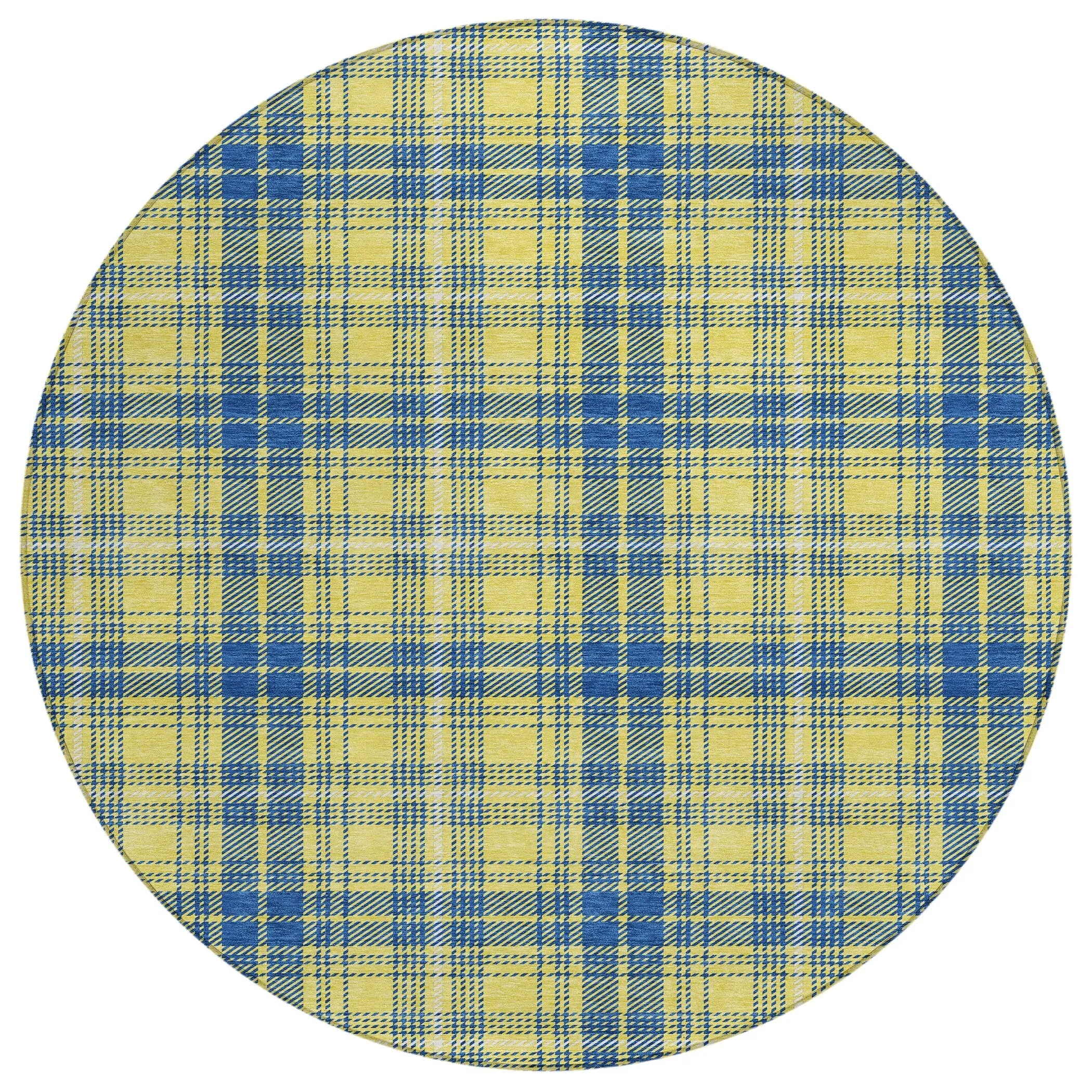 Machine Washable Indoor/ Outdoor Plaid Chantille Rug
