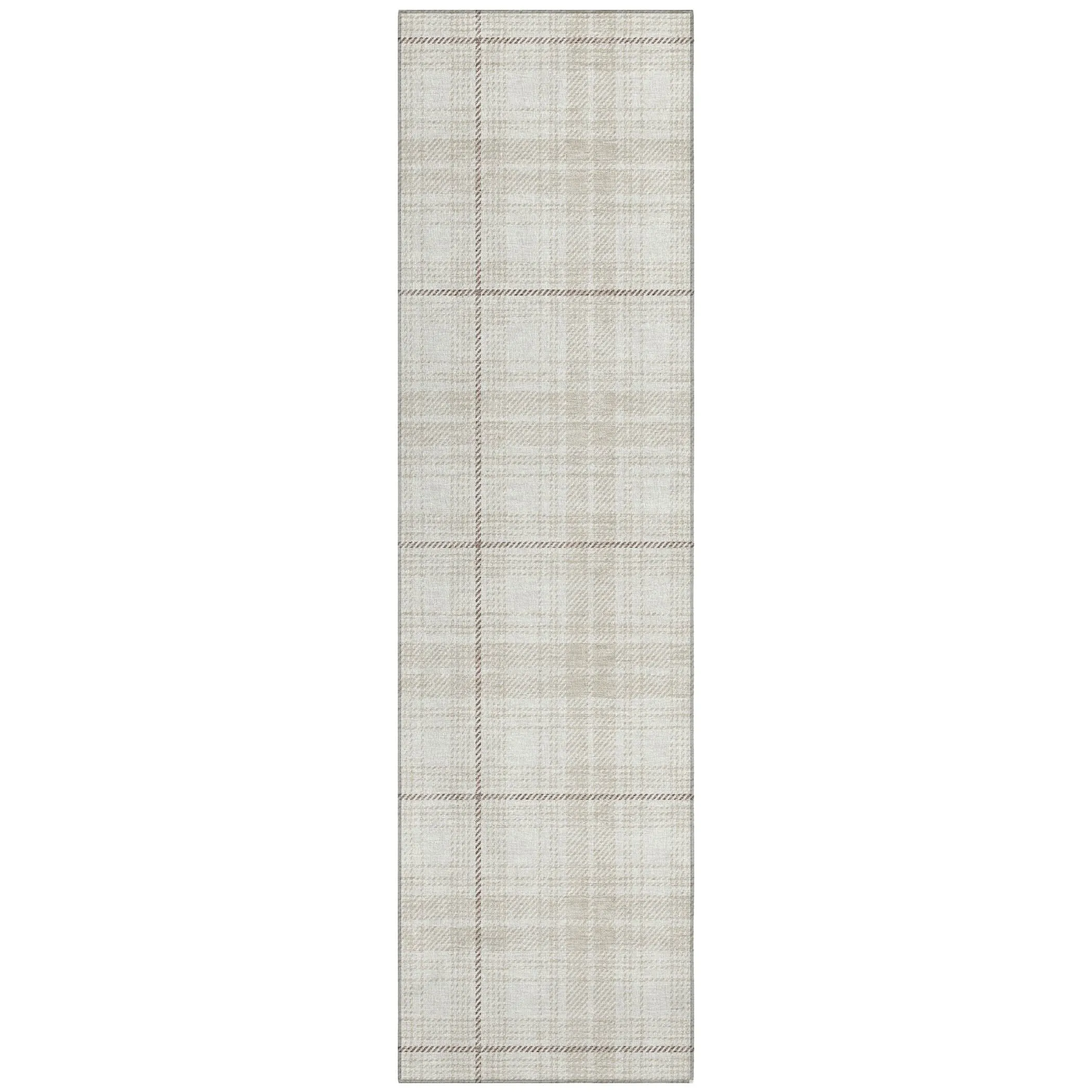 Machine Washable Indoor/ Outdoor Plaid Chantille Rug
