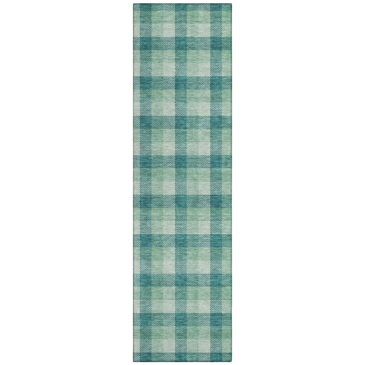 Machine Washable Indoor/ Outdoor Plaid Chantille Rug