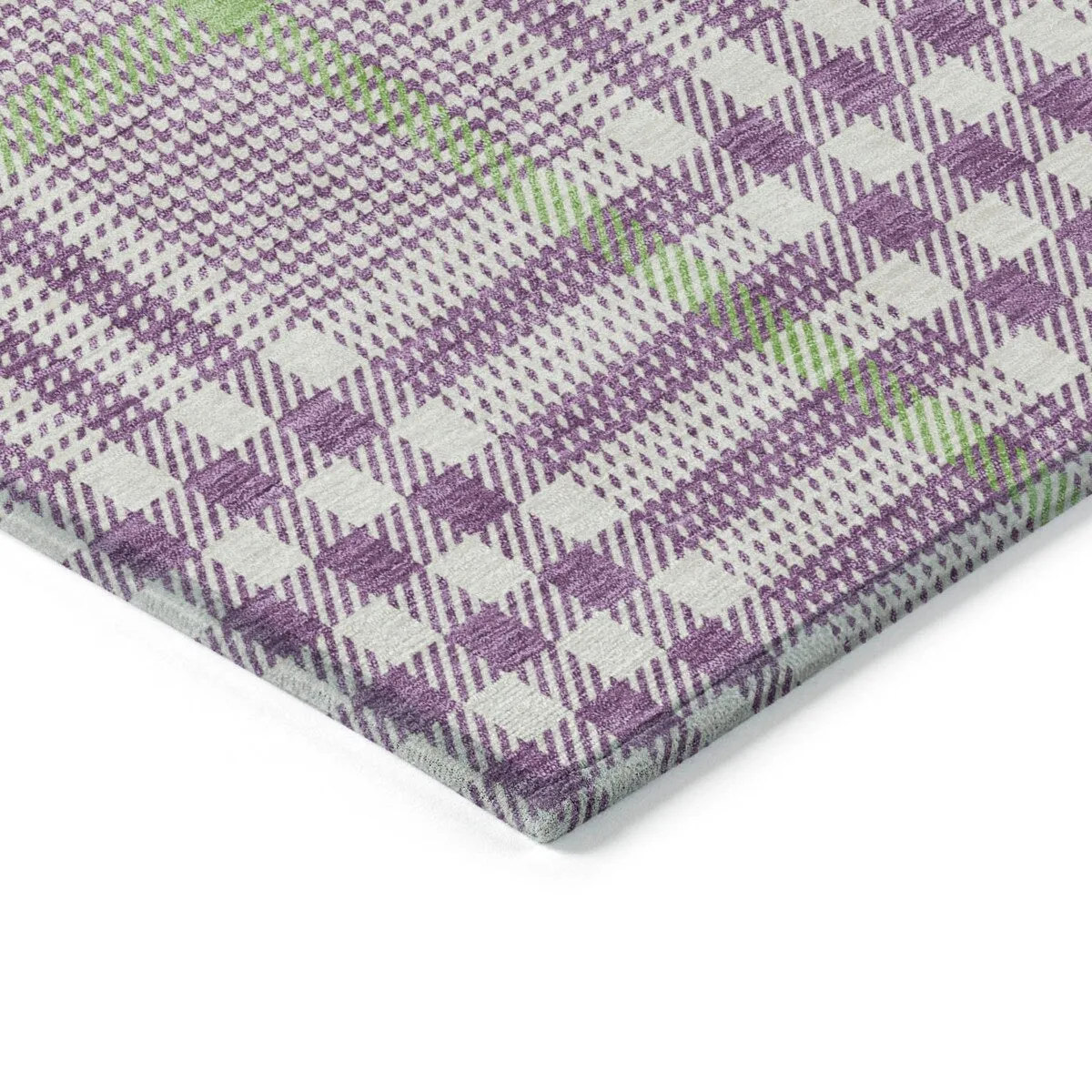 Machine Washable Indoor/ Outdoor Plaid Chantille Rug