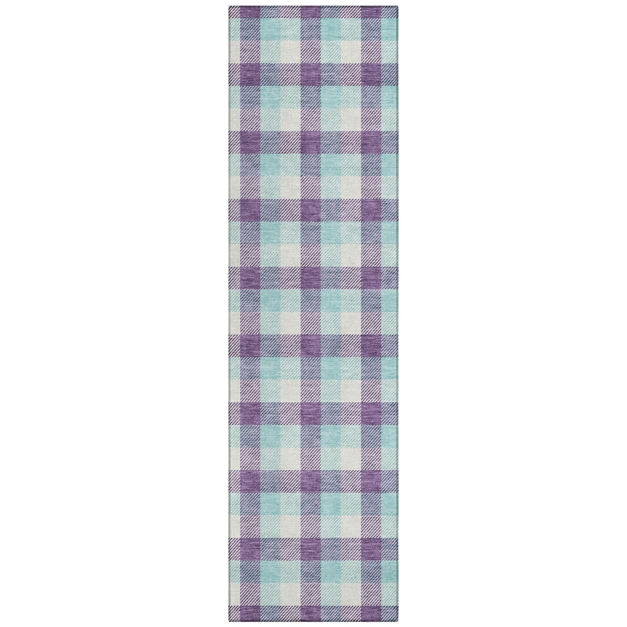 Machine Washable Indoor/ Outdoor Plaid Chantille Rug
