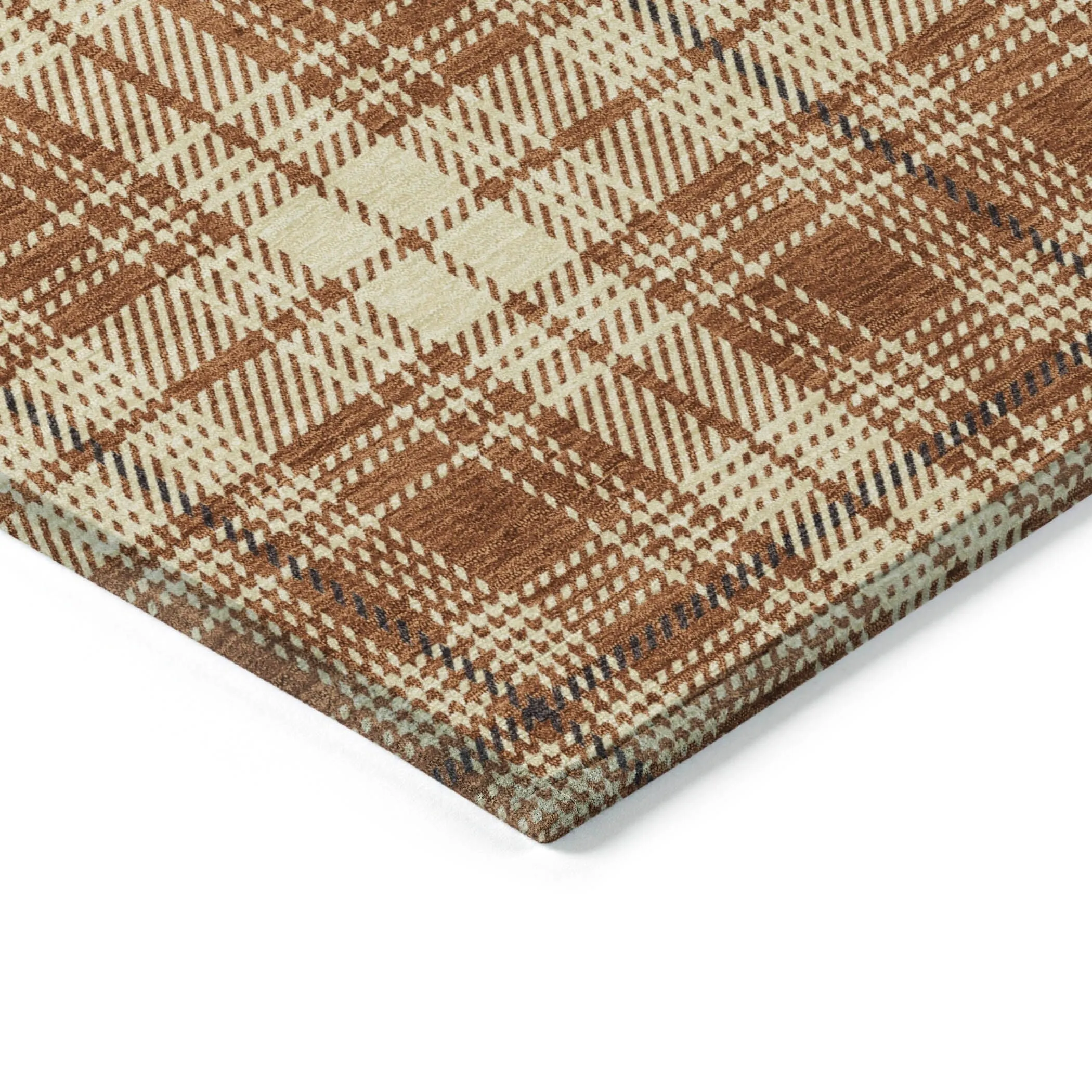 Machine Washable Indoor/ Outdoor Plaid Chantille Rug