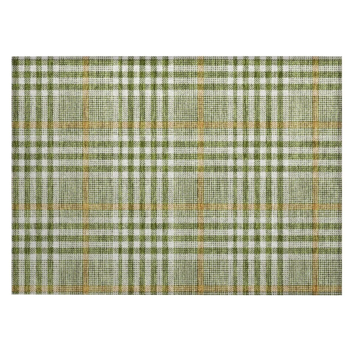 Machine Washable Indoor/ Outdoor Plaid Chantille Rug