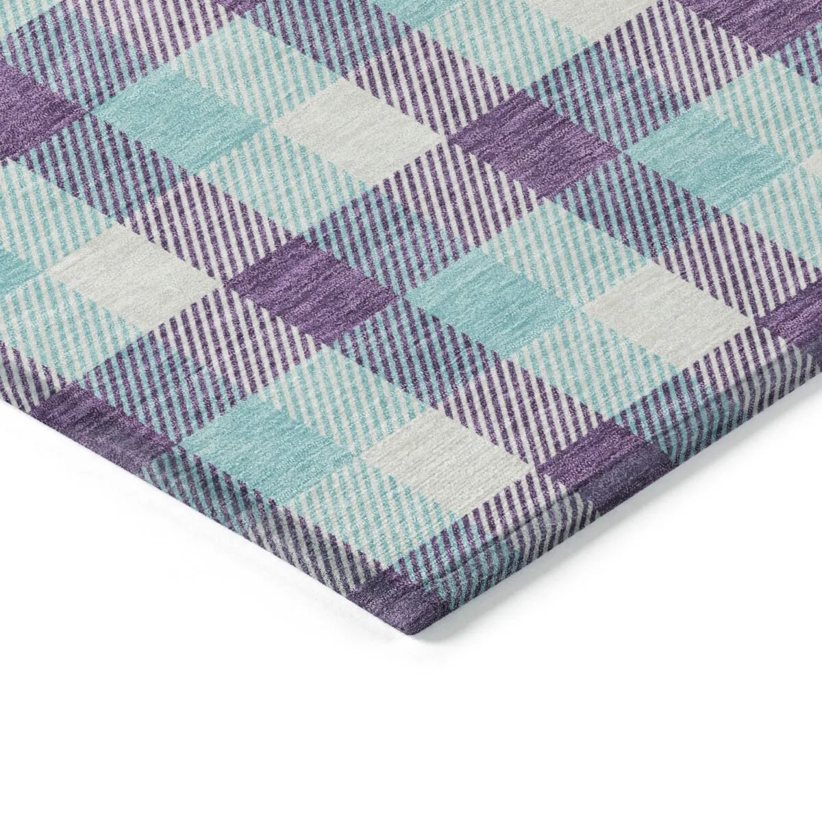 Machine Washable Indoor/ Outdoor Plaid Chantille Rug
