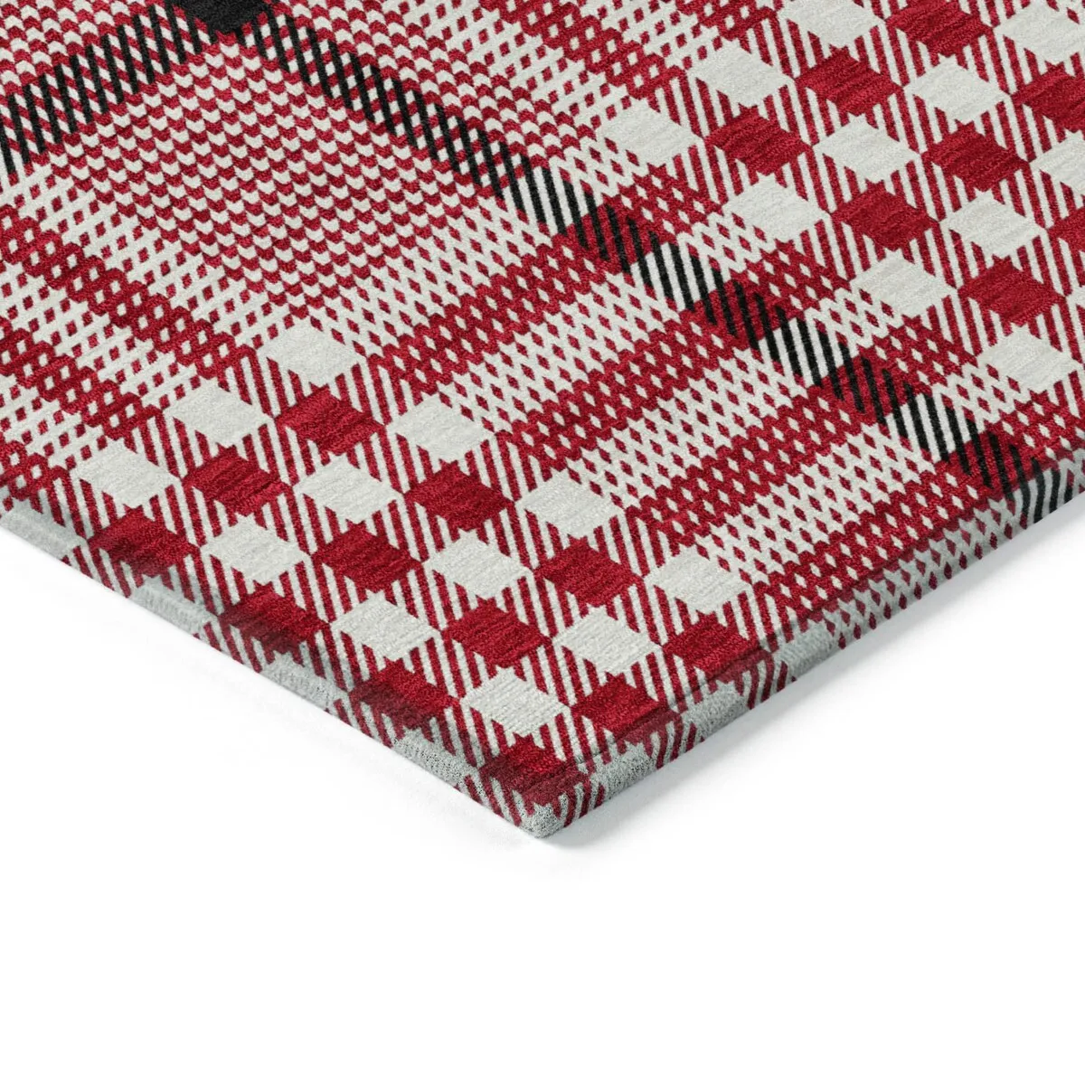 Machine Washable Indoor/ Outdoor Plaid Chantille Rug