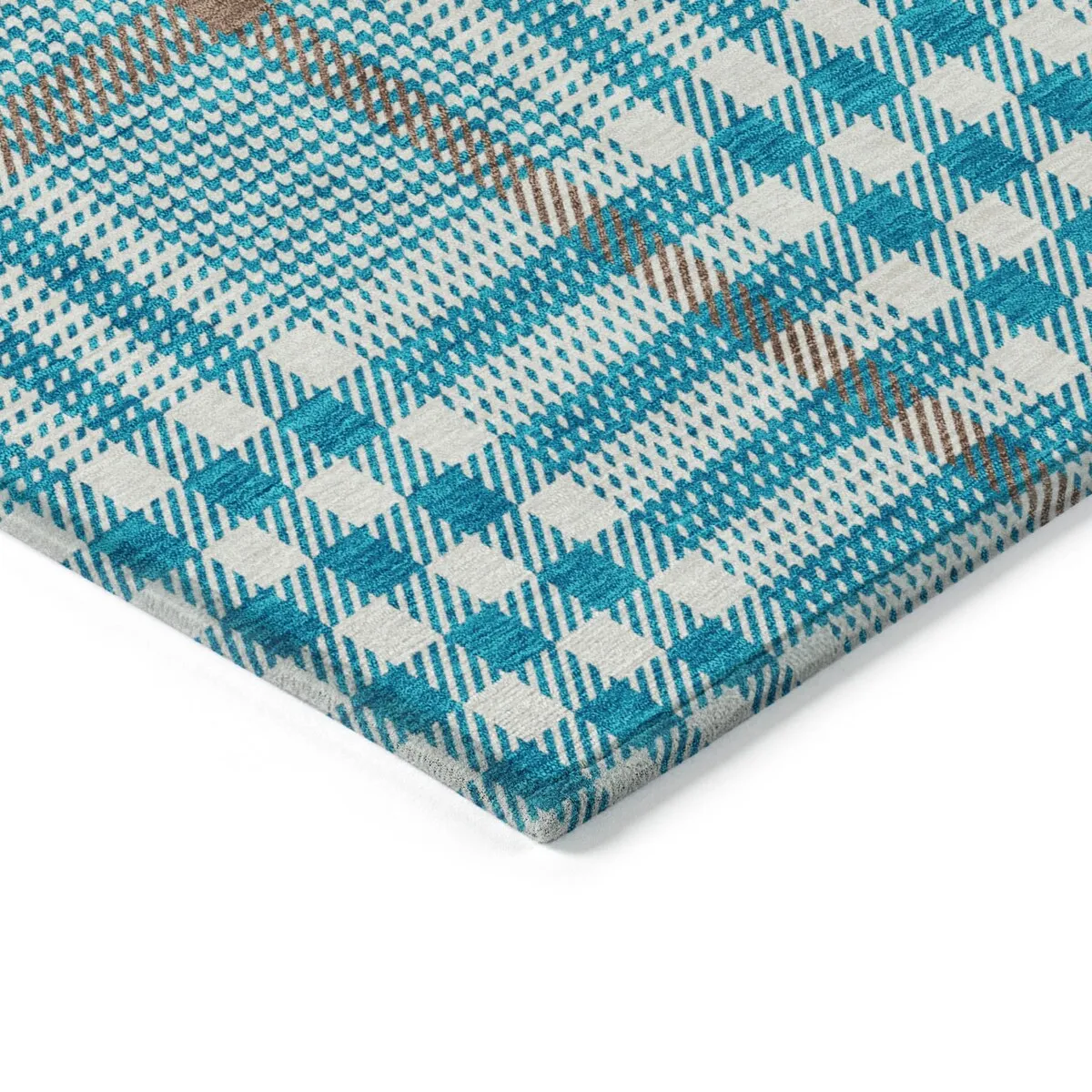 Machine Washable Indoor/ Outdoor Plaid Chantille Rug