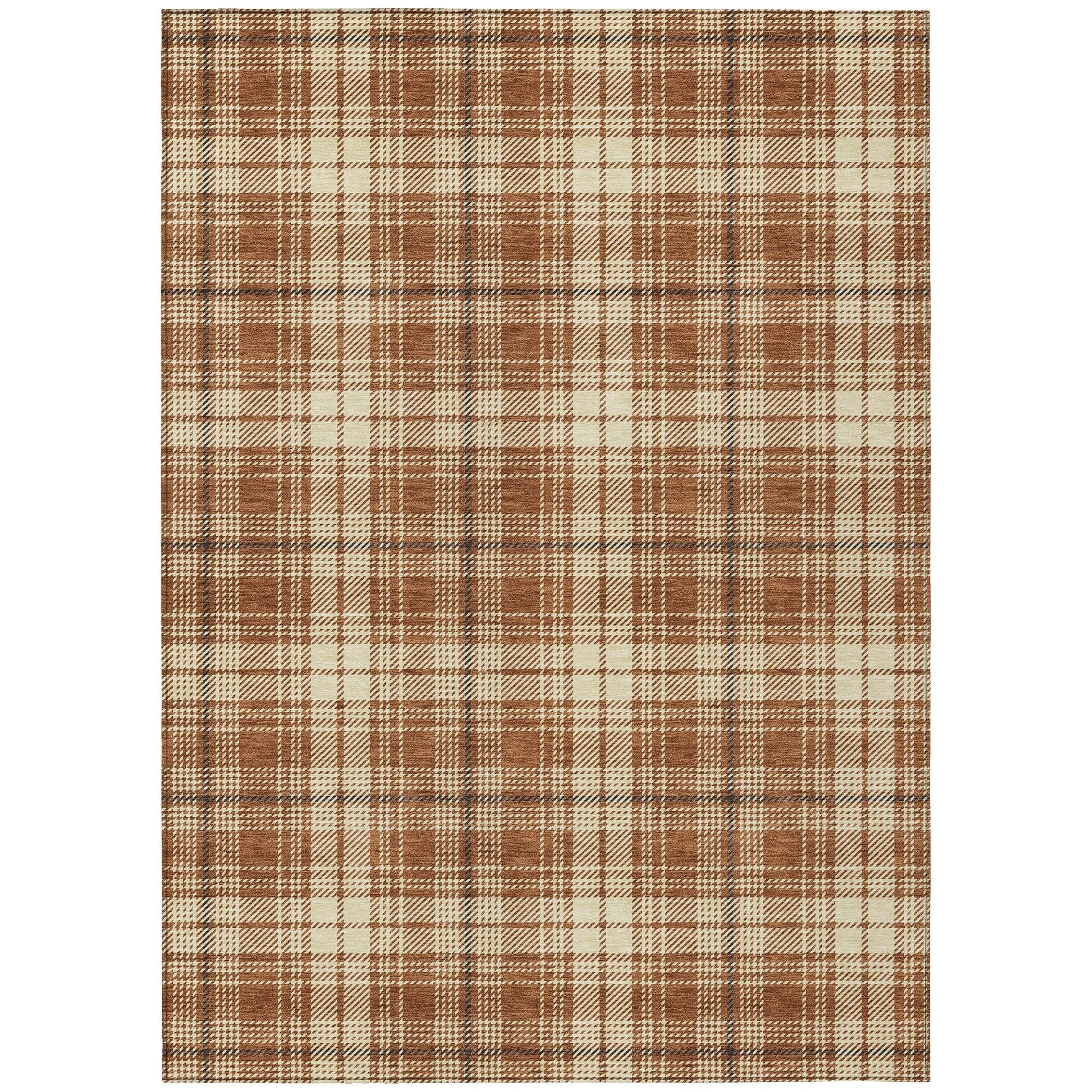 Machine Washable Indoor/ Outdoor Plaid Chantille Rug