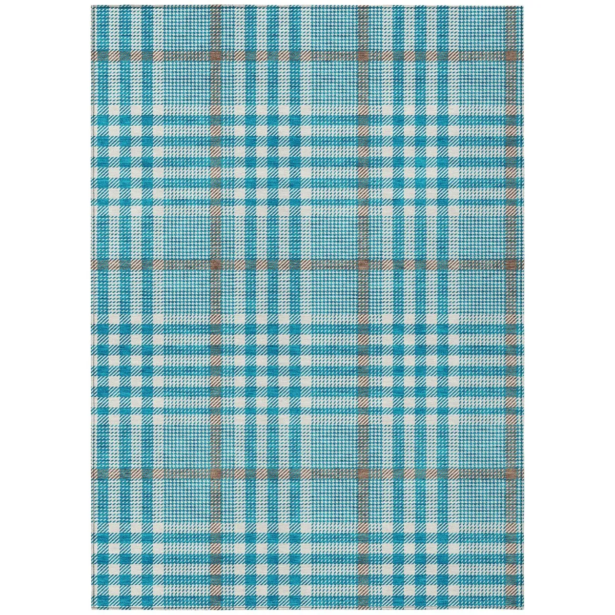 Machine Washable Indoor/ Outdoor Plaid Chantille Rug
