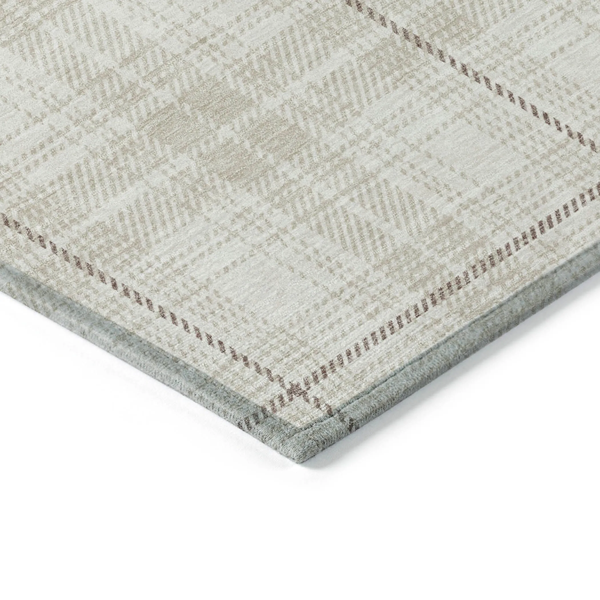 Machine Washable Indoor/ Outdoor Plaid Chantille Rug