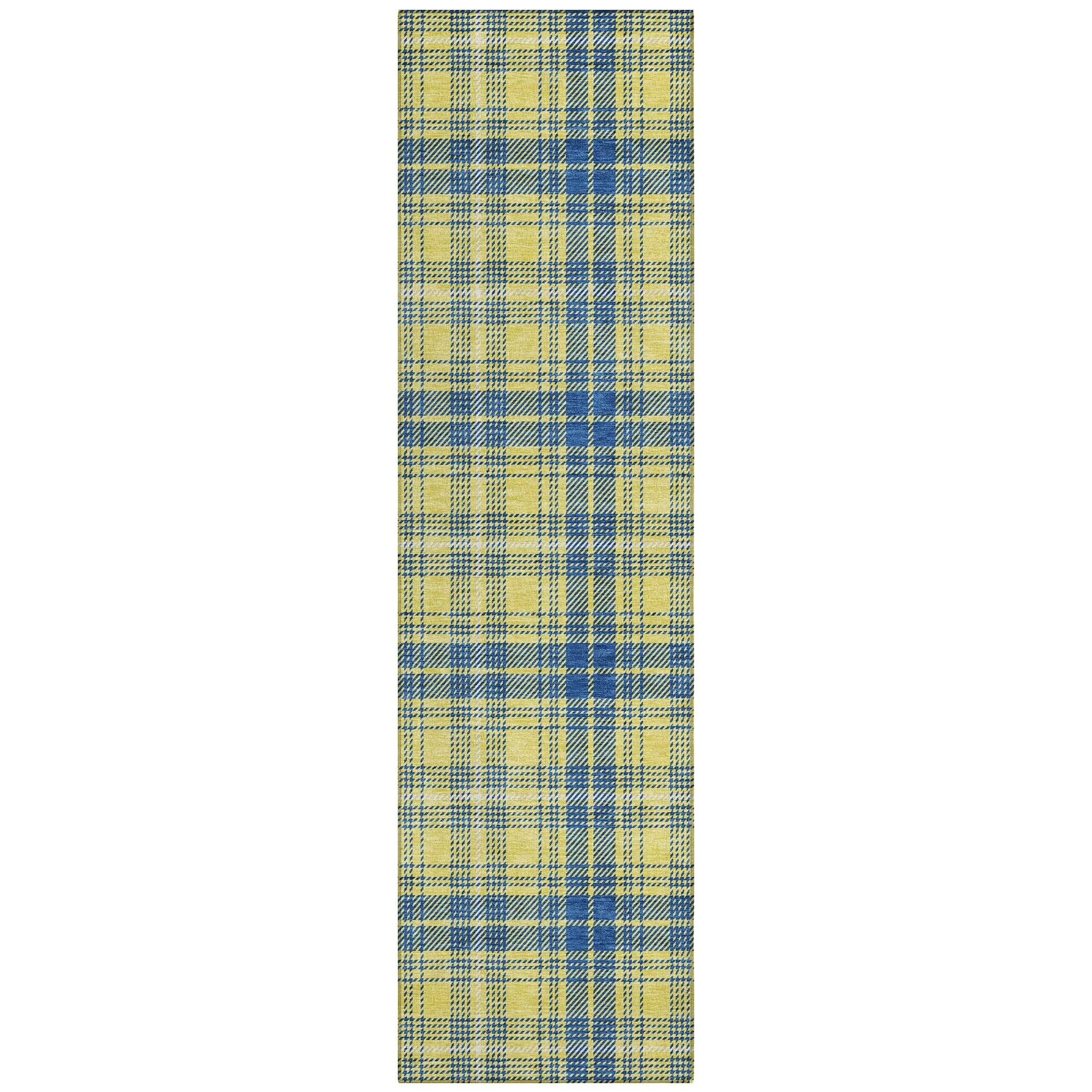 Machine Washable Indoor/ Outdoor Plaid Chantille Rug