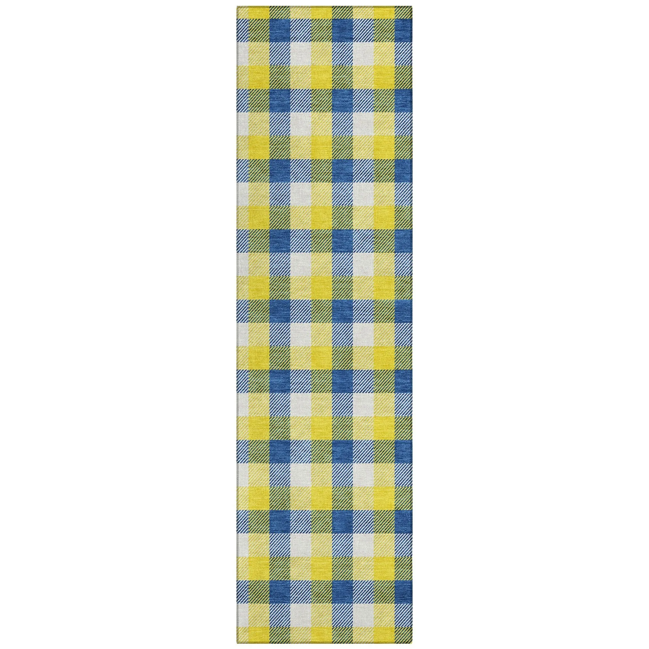Machine Washable Indoor/ Outdoor Plaid Chantille Rug