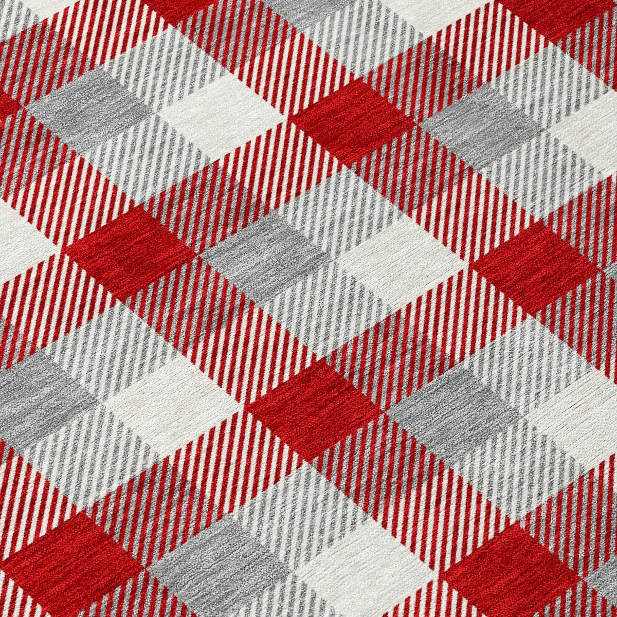 Machine Washable Indoor/ Outdoor Plaid Chantille Rug