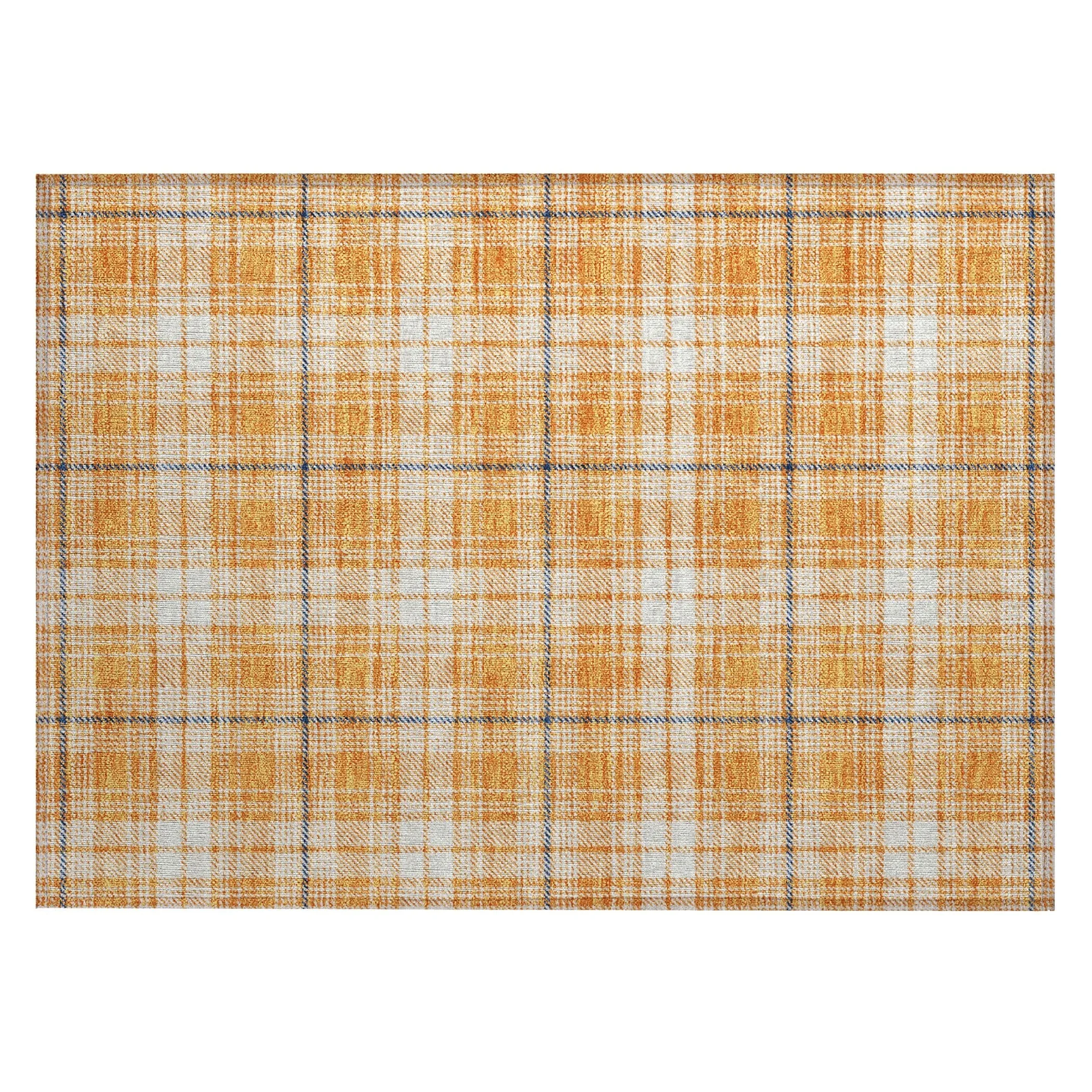 Machine Washable Indoor/ Outdoor Plaid Chantille Rug
