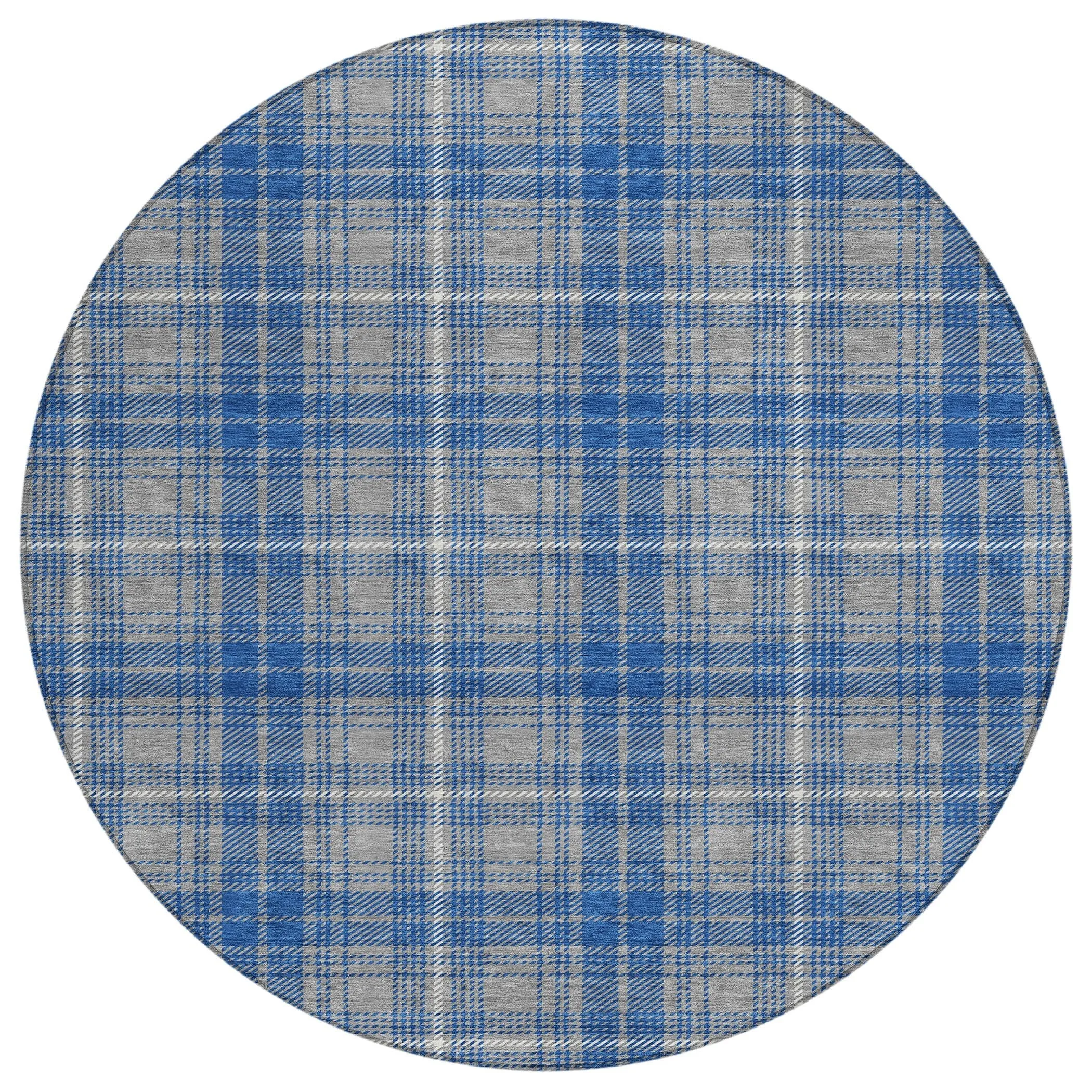 Machine Washable Indoor/ Outdoor Plaid Chantille Rug