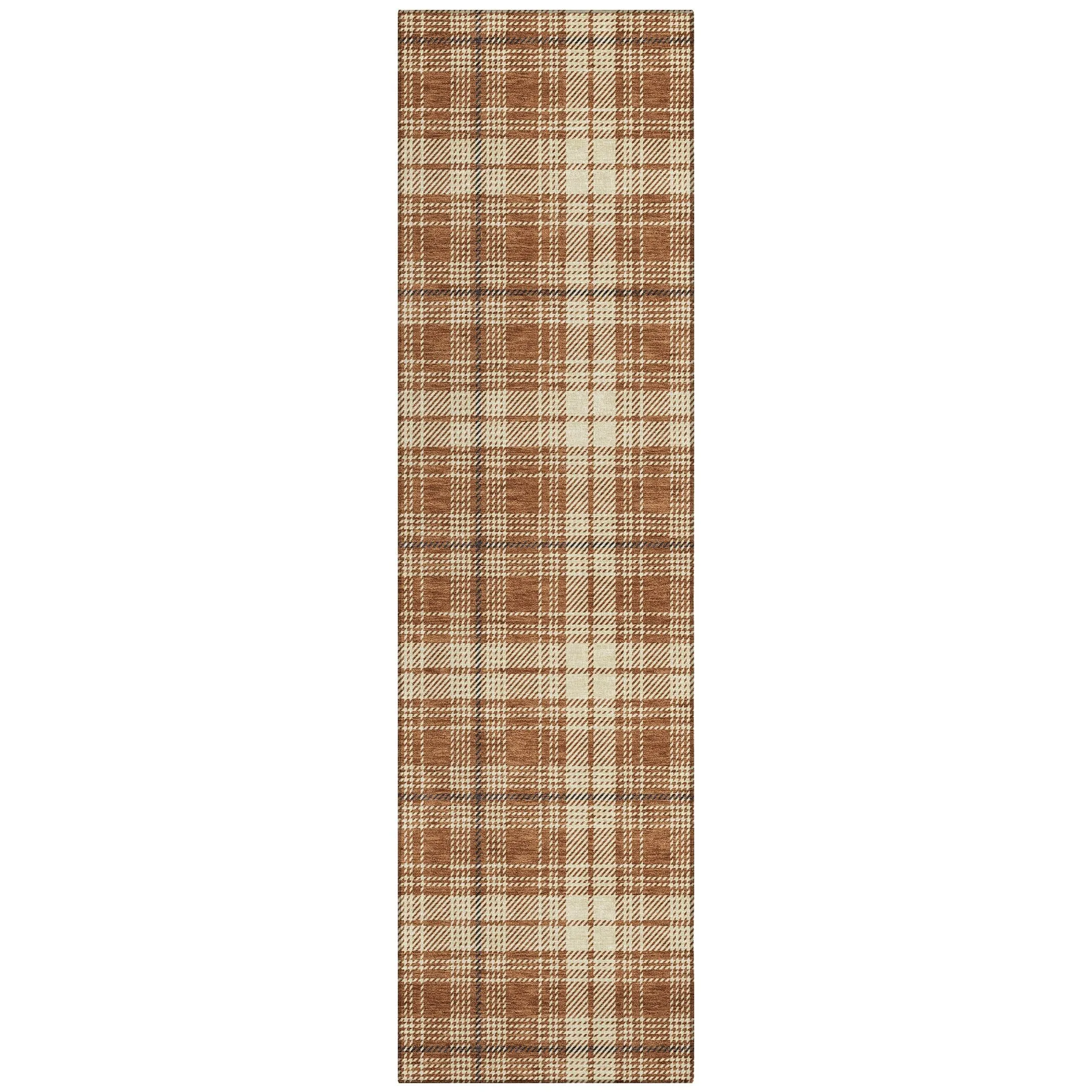 Machine Washable Indoor/ Outdoor Plaid Chantille Rug